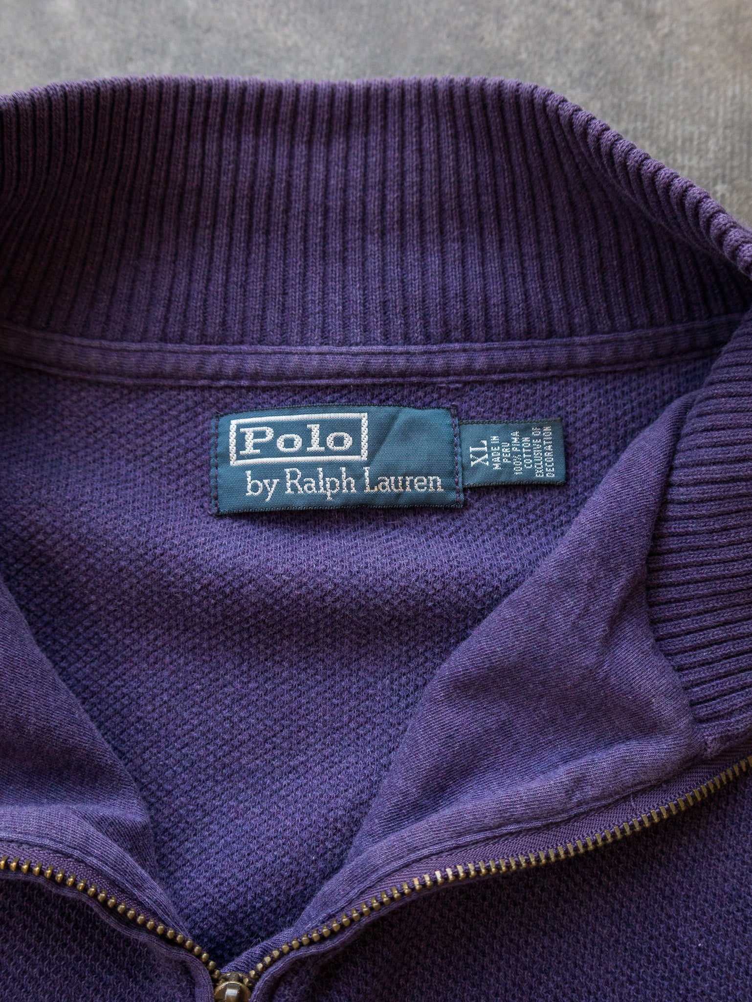 Vintage Purple Polo Ralph Lauren Quarter Zip Knit (XL)