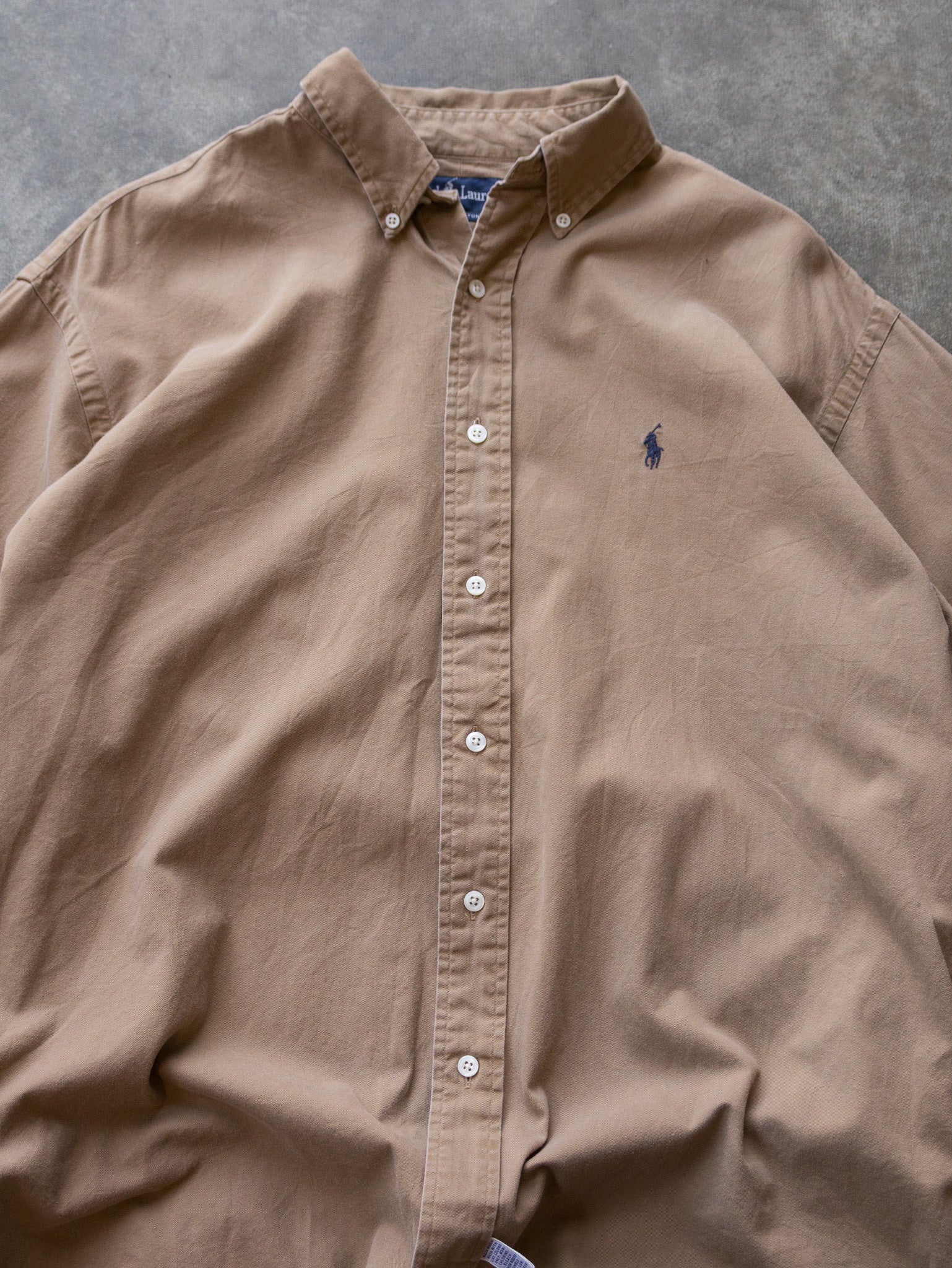 Vintage Tan Ralph Lauren Shirt (M)