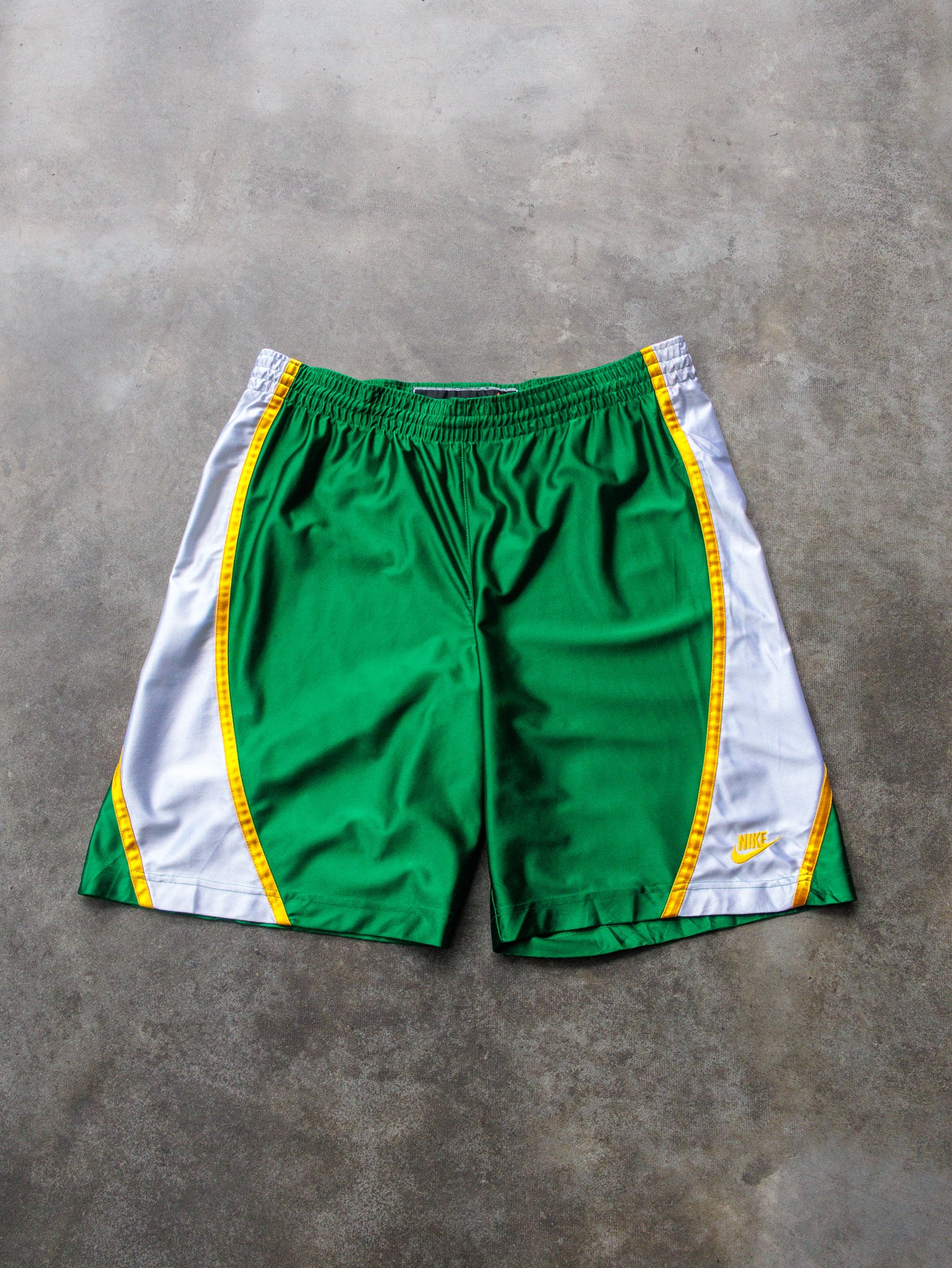 Vintage Green & White Nike Basketball Shorts (L)