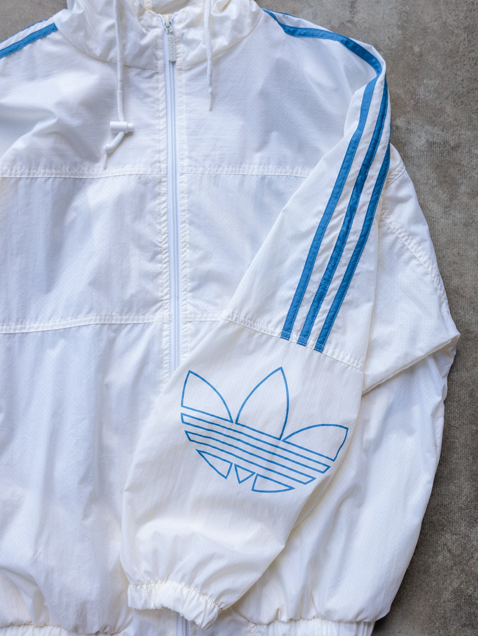 Vintage 90s White Adidas Zip Windbreaker (M)