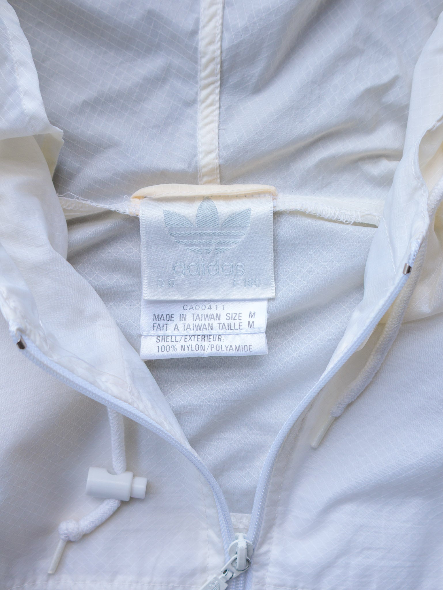 Vintage 90s White Adidas Zip Windbreaker (M)