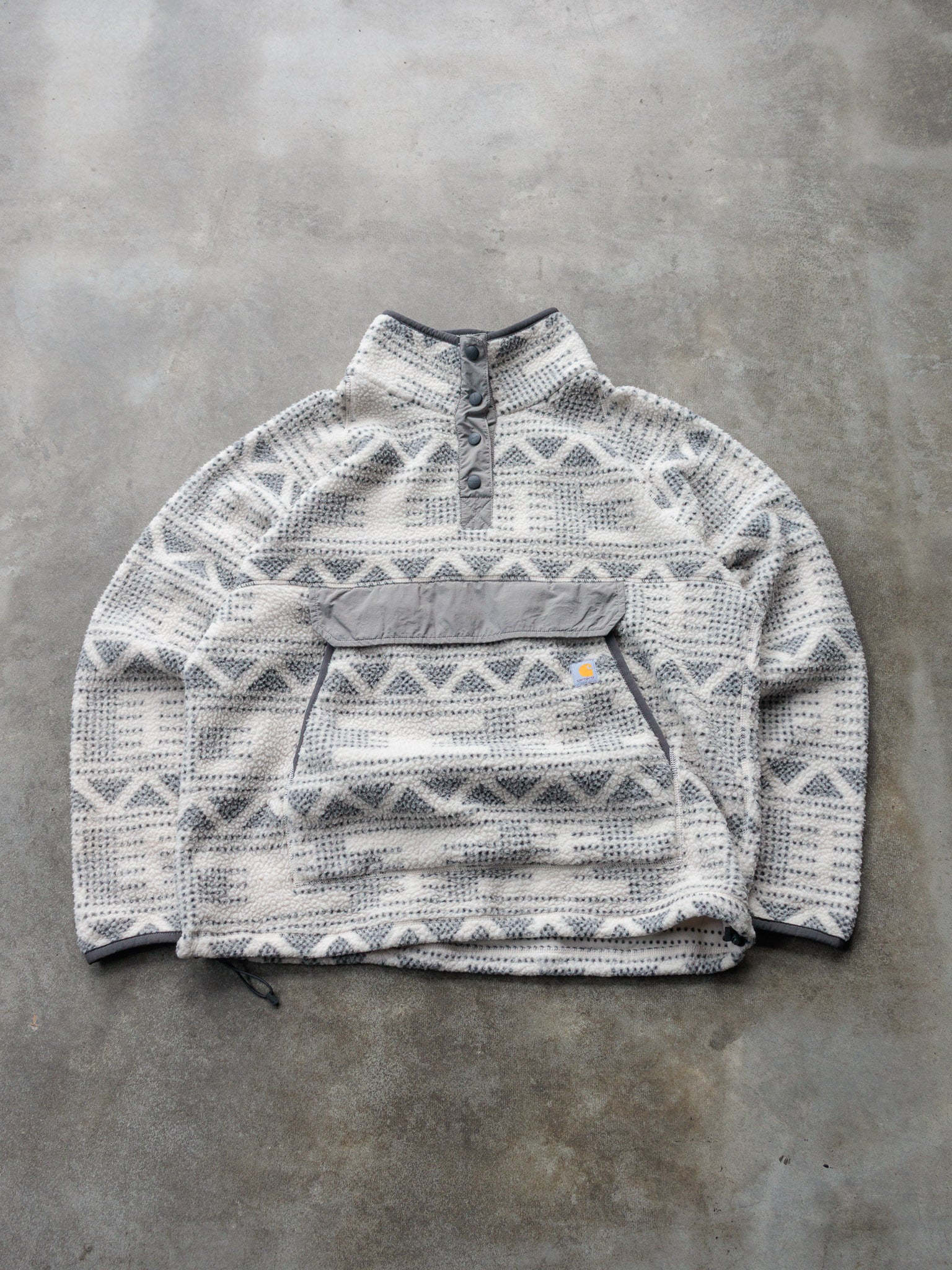 Vintage Grey & White Patterned Carhartt Snap-T Fleece Sweatshirt (XL)