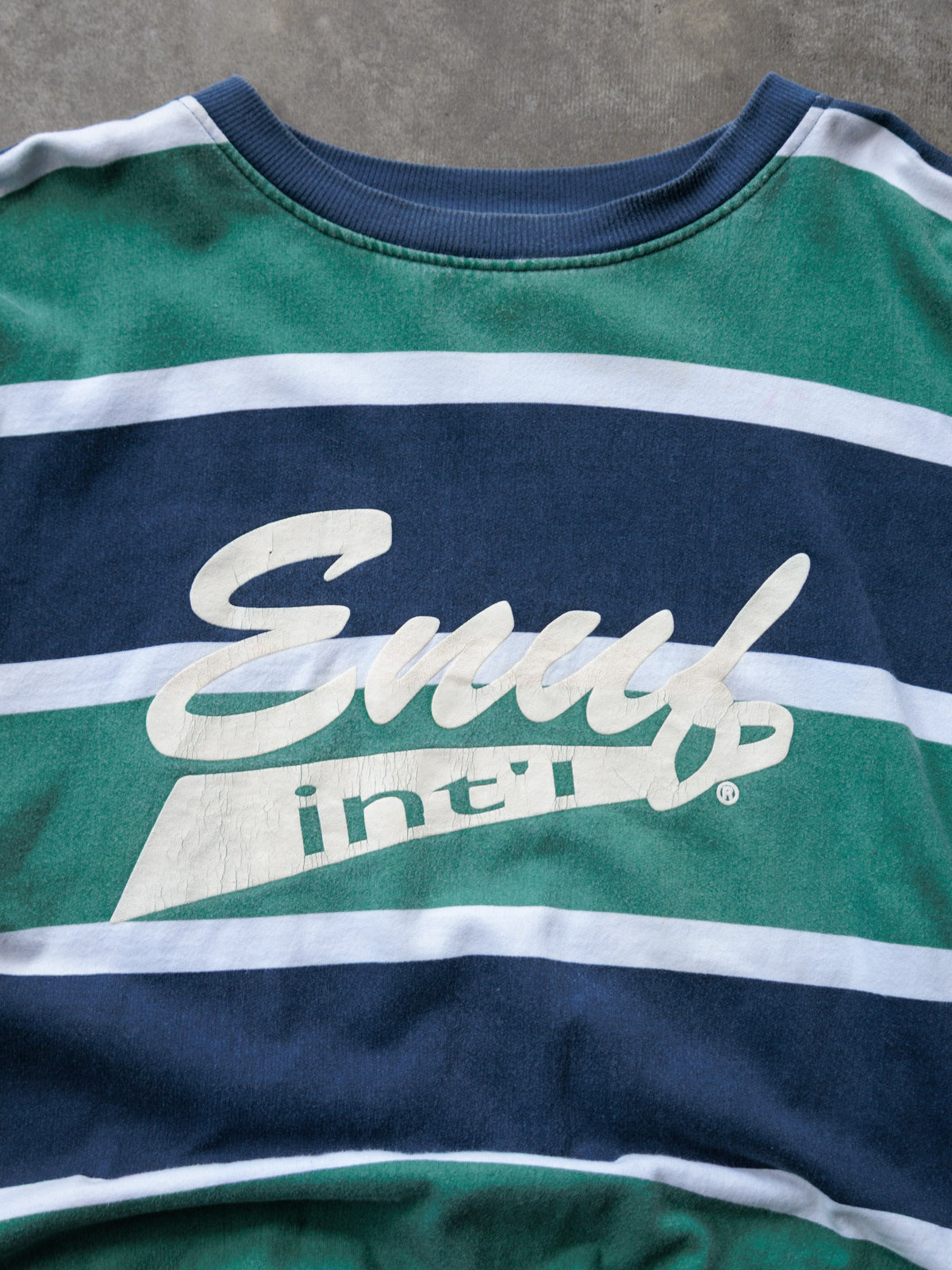Vintage 90s Green Striped Enuf International Sweatshirt (XL)