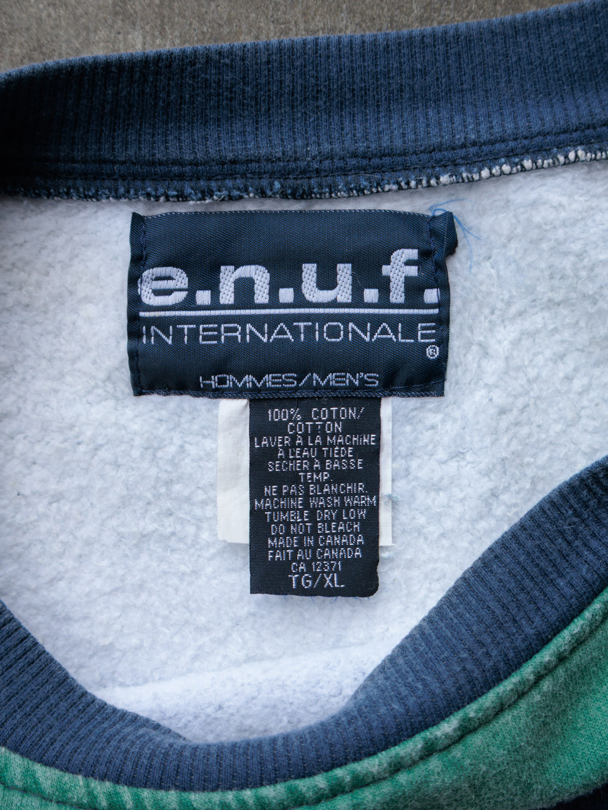 Vintage 90s Green Striped Enuf International Sweatshirt (XL)