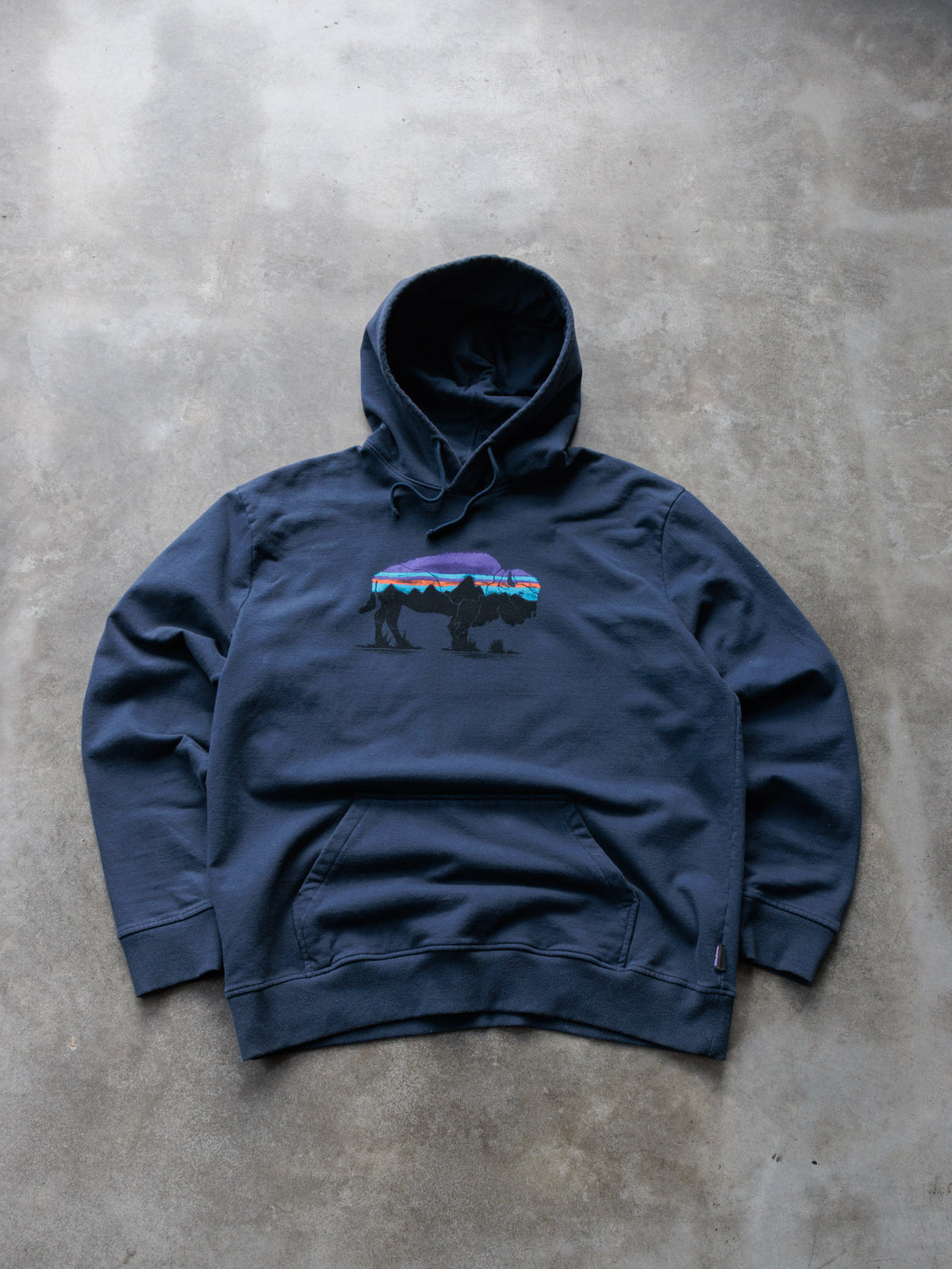Vintage Navy Patagonia Bison Hoodie (XL)