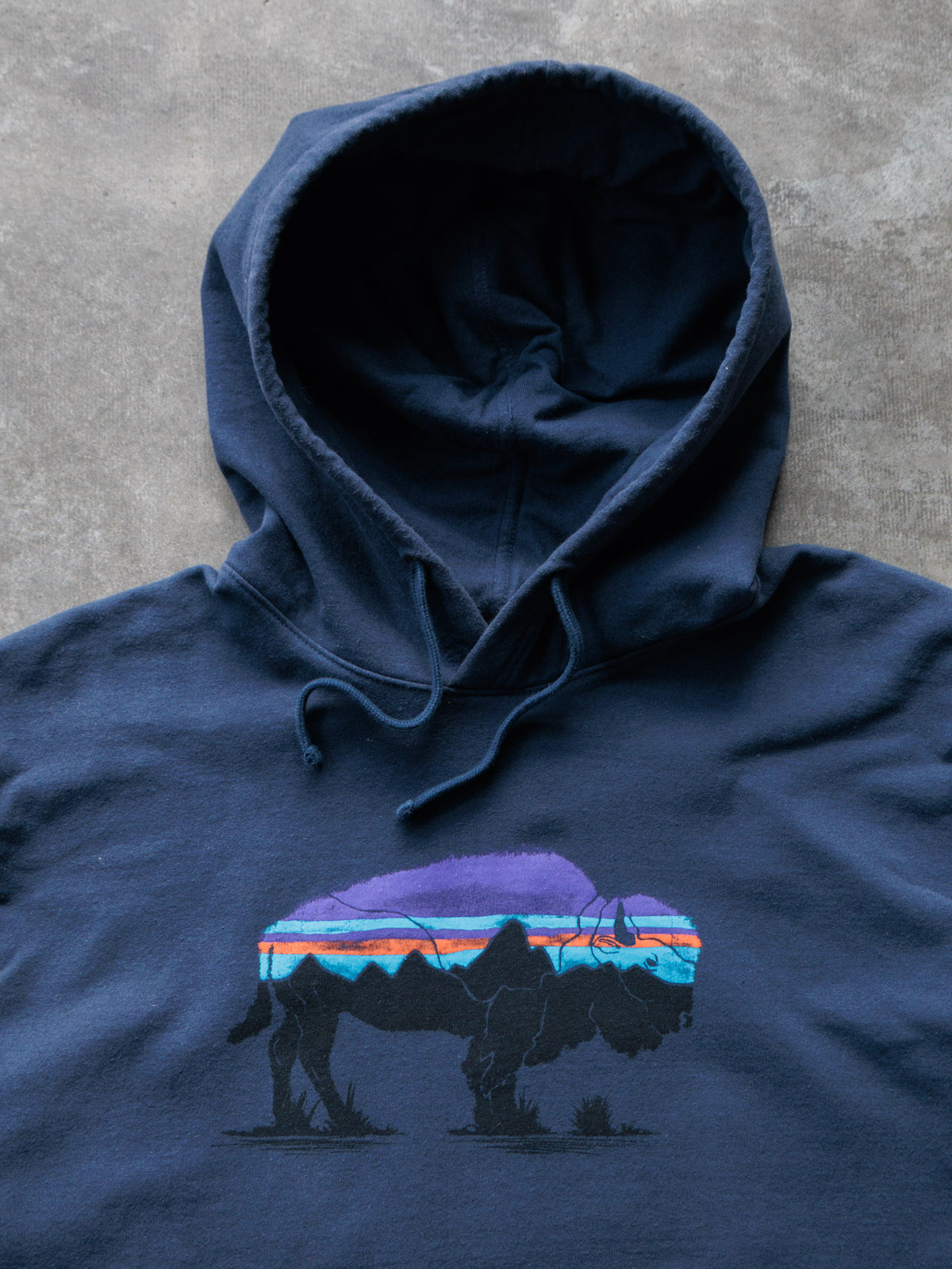 Vintage Navy Patagonia Bison Hoodie (XL)