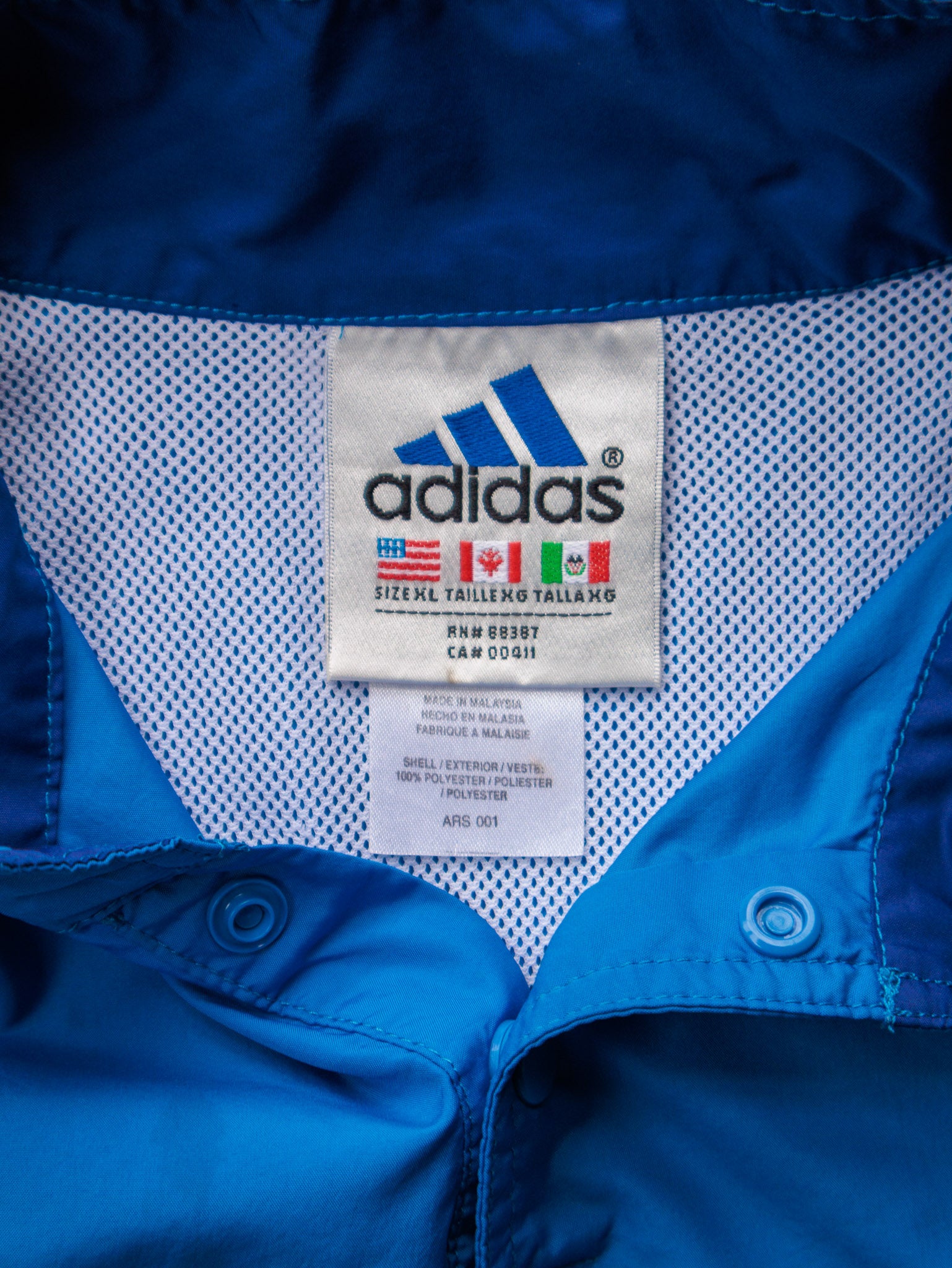 Vintage 90s Blue Adidas Windbreaker (XL)