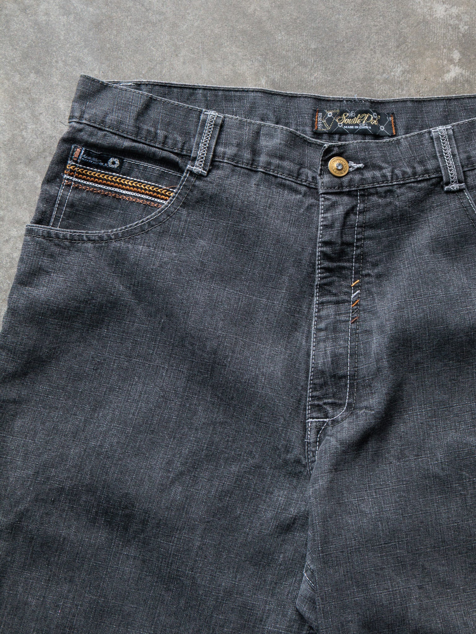 Vintage Faded Black Southpole Logo Denim Shorts (W36)