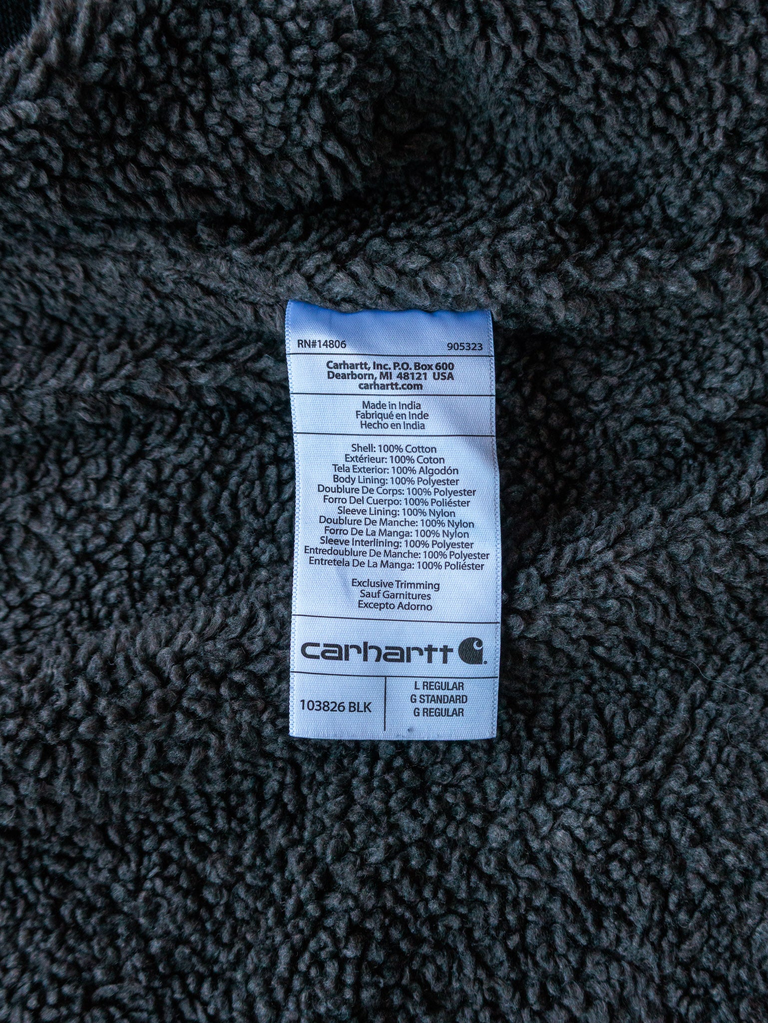 Vintage Black Carhartt Sherpa Lined Hooded Shirt Jacket (L)