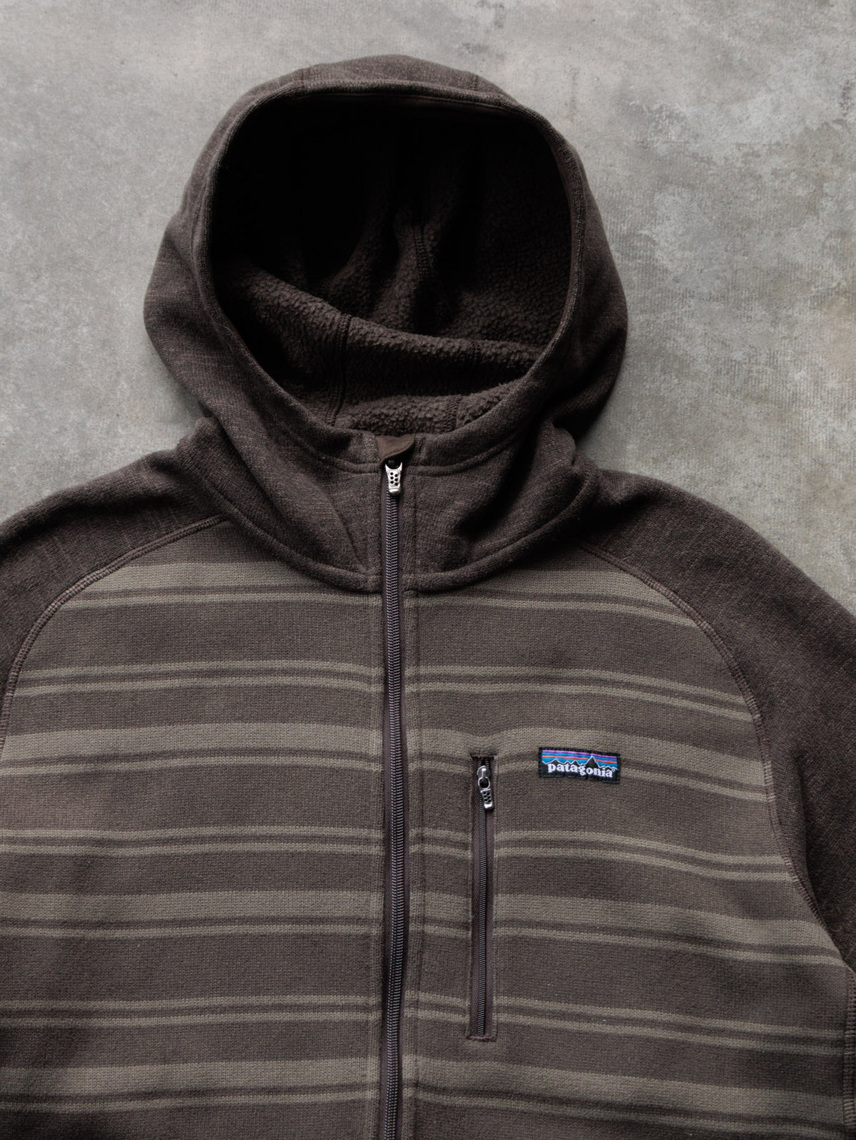Vintage Brown Striped Patagonia Better Sweater Fleece Jacket (L)