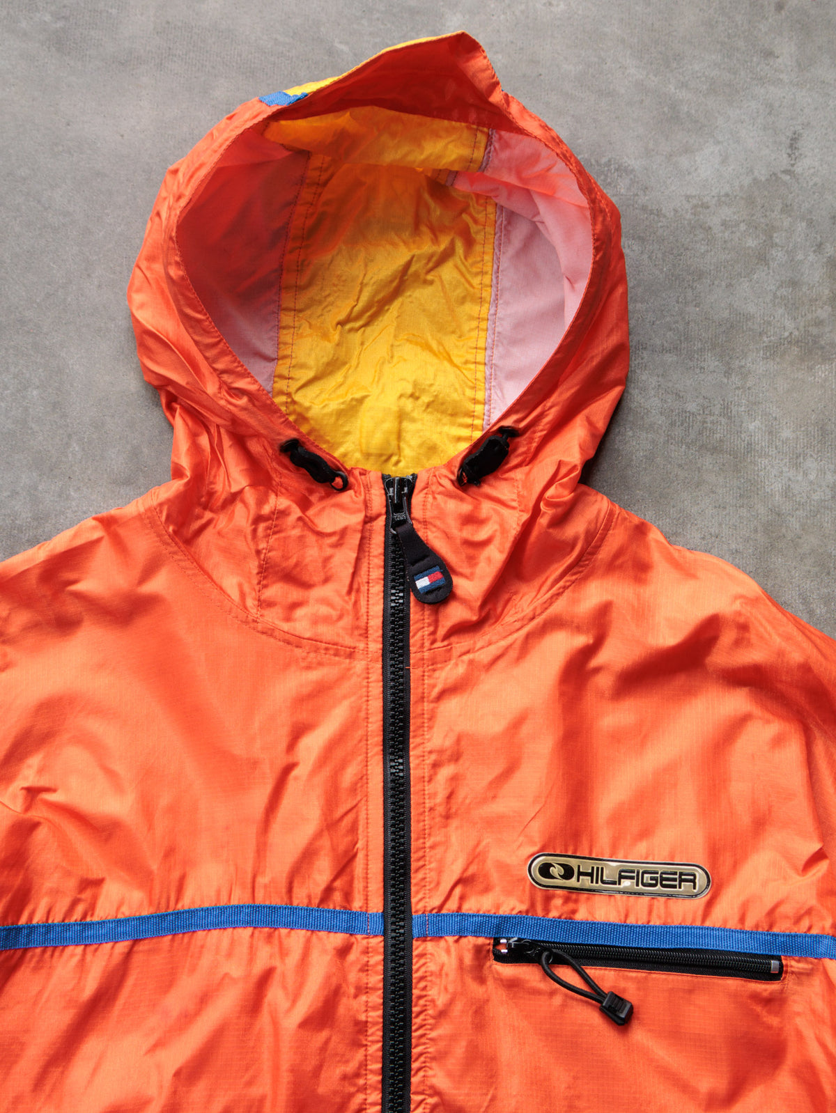 Vintage 00s Orange Tommy Hilfiger Colourblock Windbreaker (S)