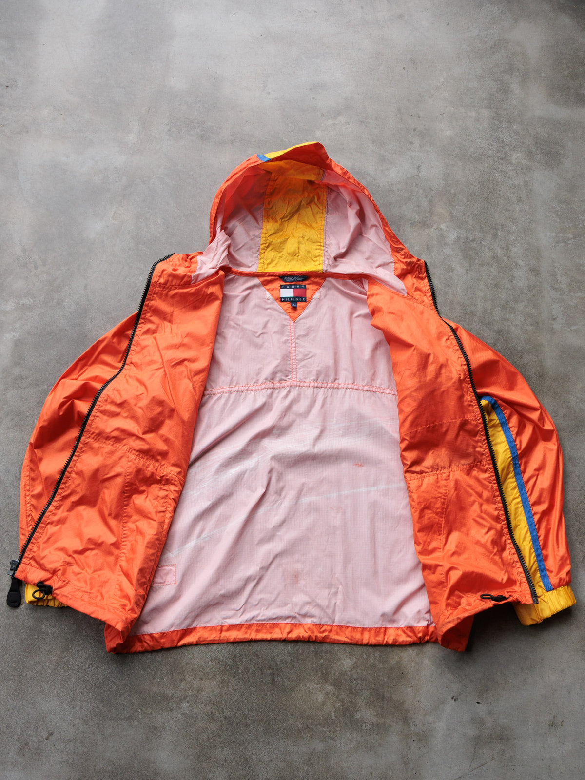 Vintage 00s Orange Tommy Hilfiger Colourblock Windbreaker (S)