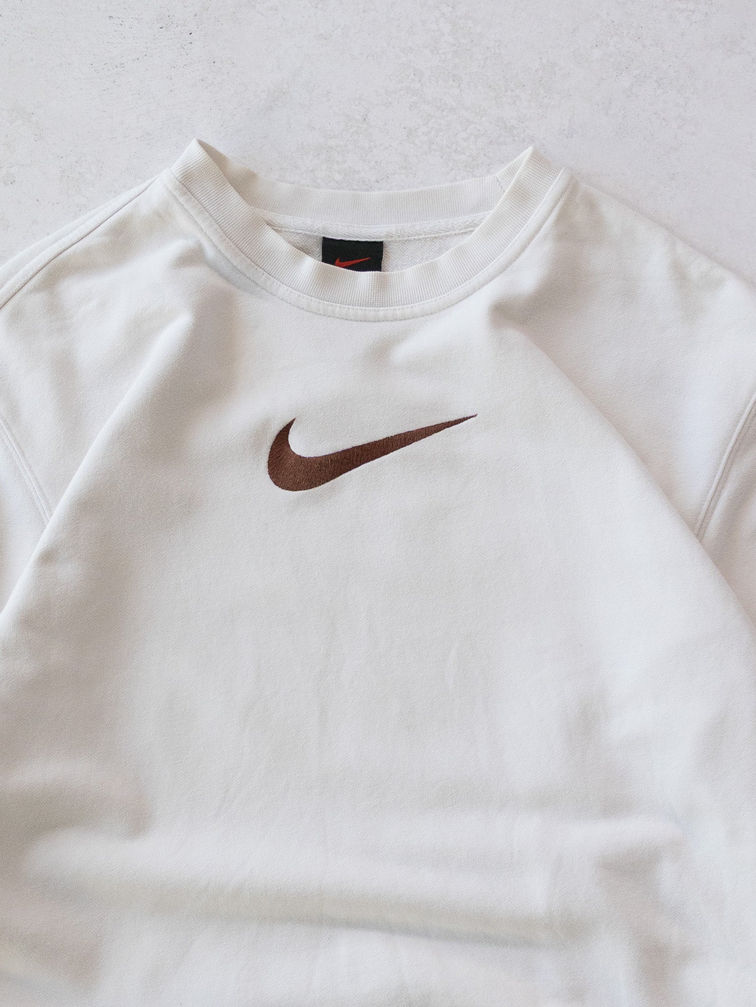 Vintage Nike White/Brown Swoosh Sweatshirt (S)