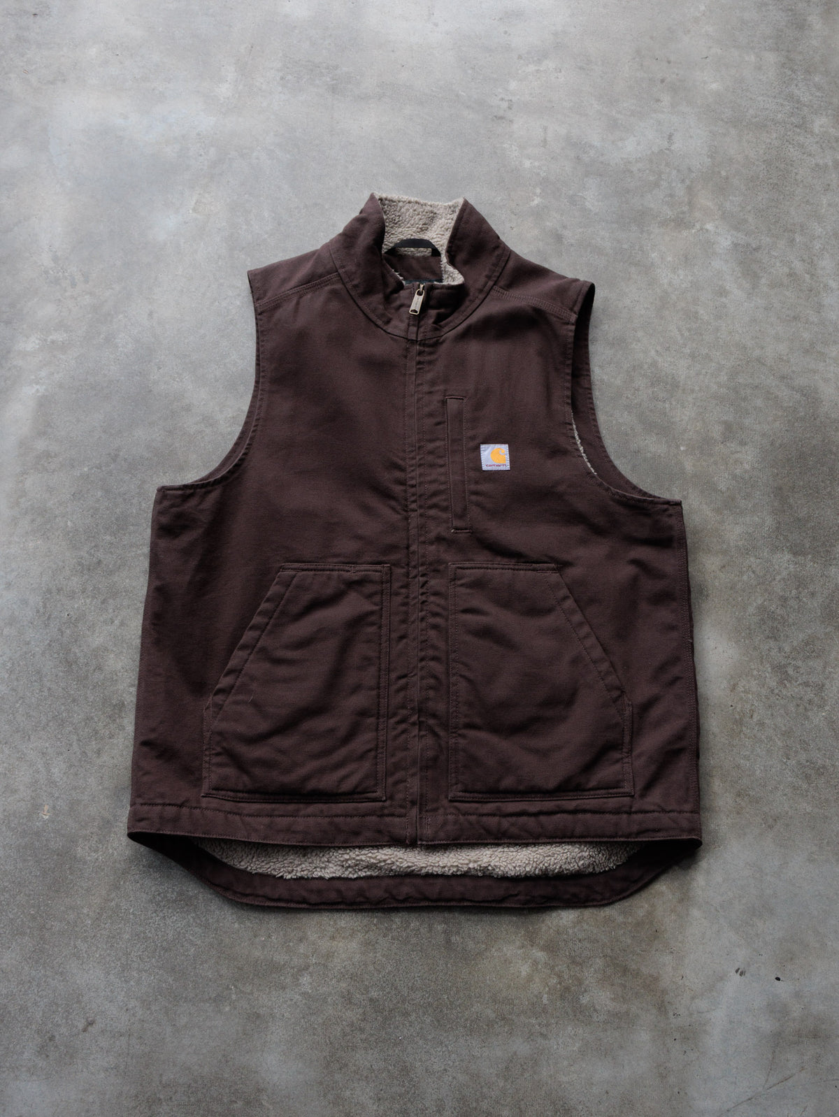 Vintage Brown Carhartt Sherpa-Lined Vest (M)