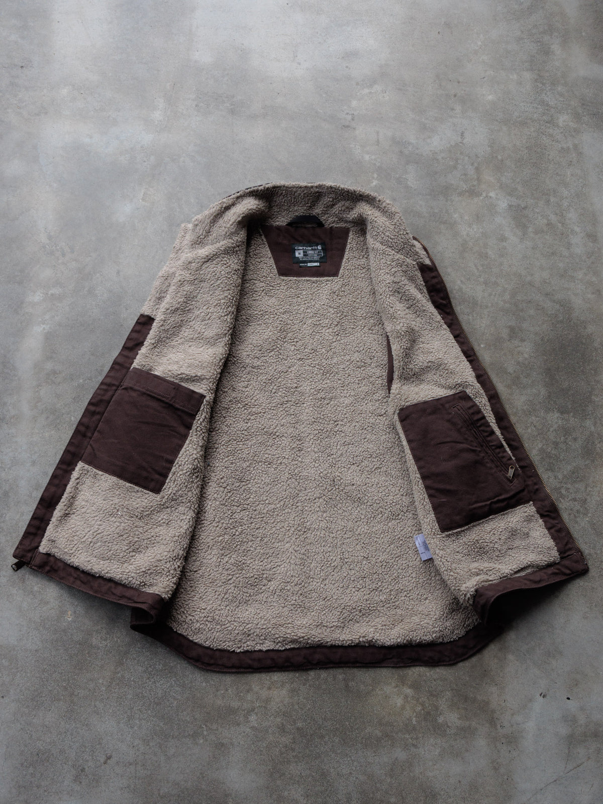 Vintage Brown Carhartt Sherpa-Lined Vest (M)
