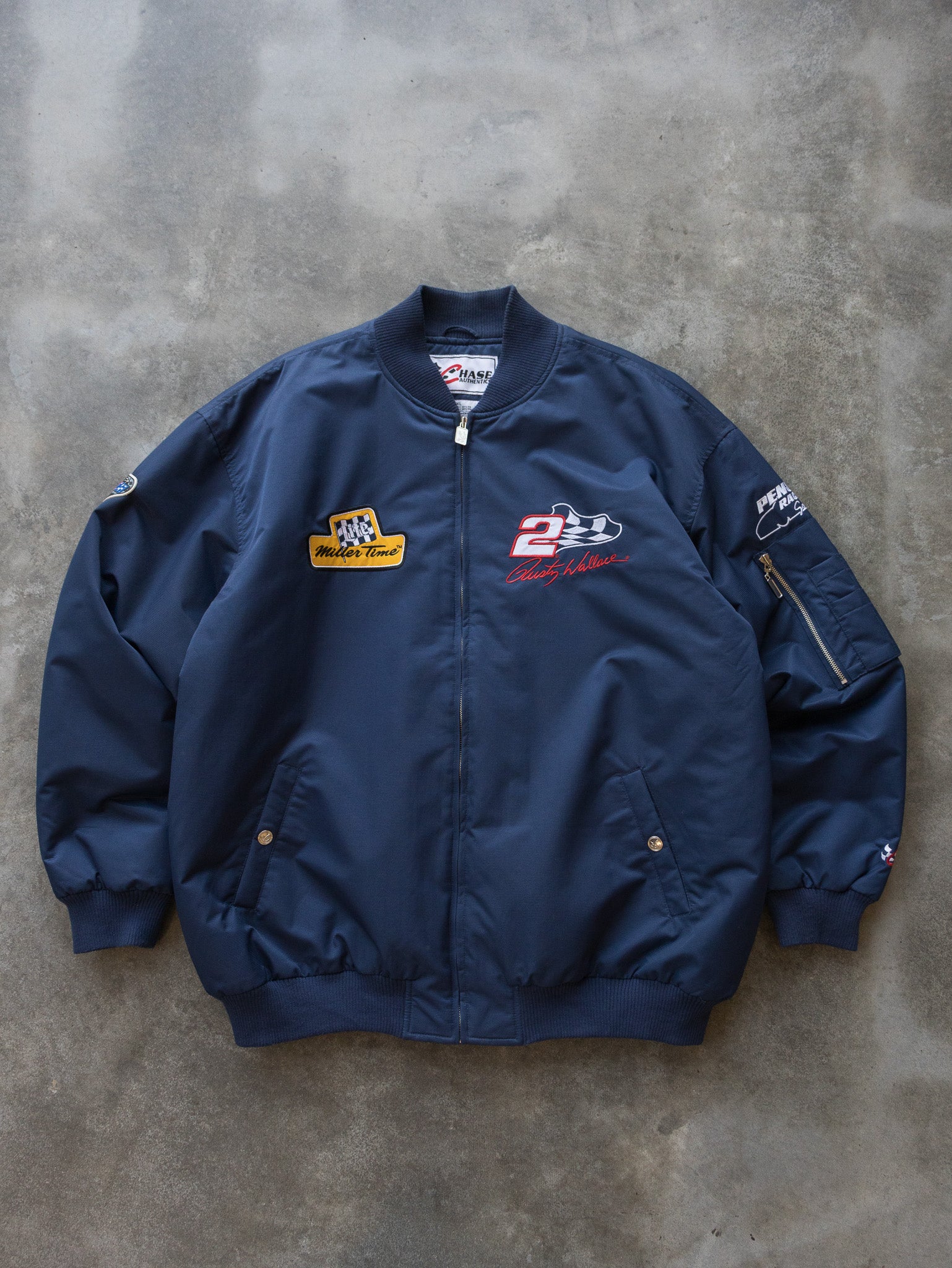 Vintage Rusty Wallace NASCAR Bomber Jacket (XXL)