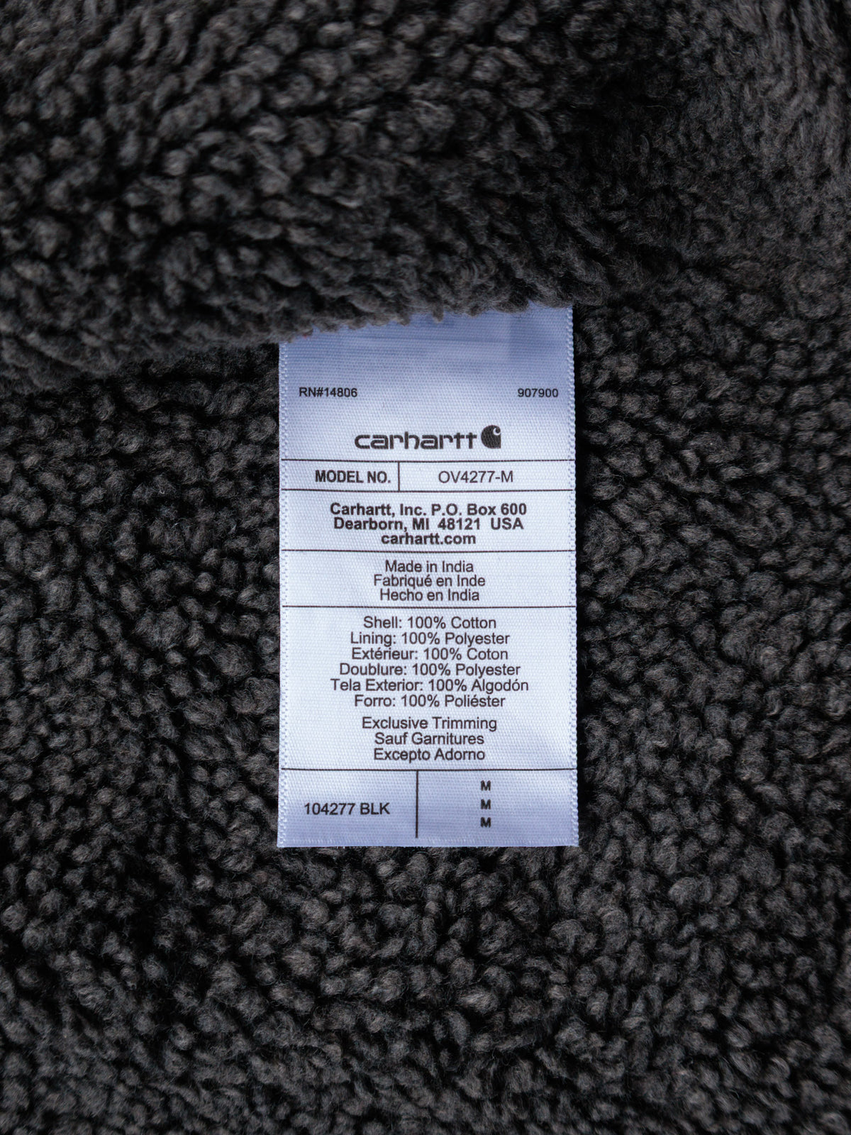 Vintage Black Carhartt Sherpa-Lined Vest (M)