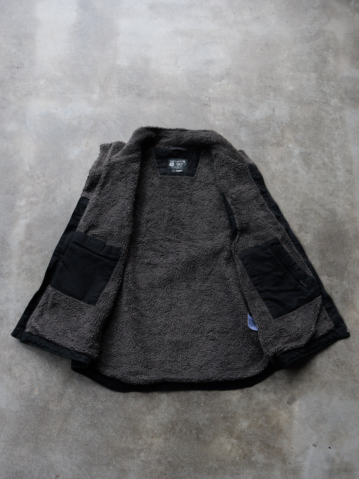 Vintage Black Carhartt Sherpa-Lined Vest (M)