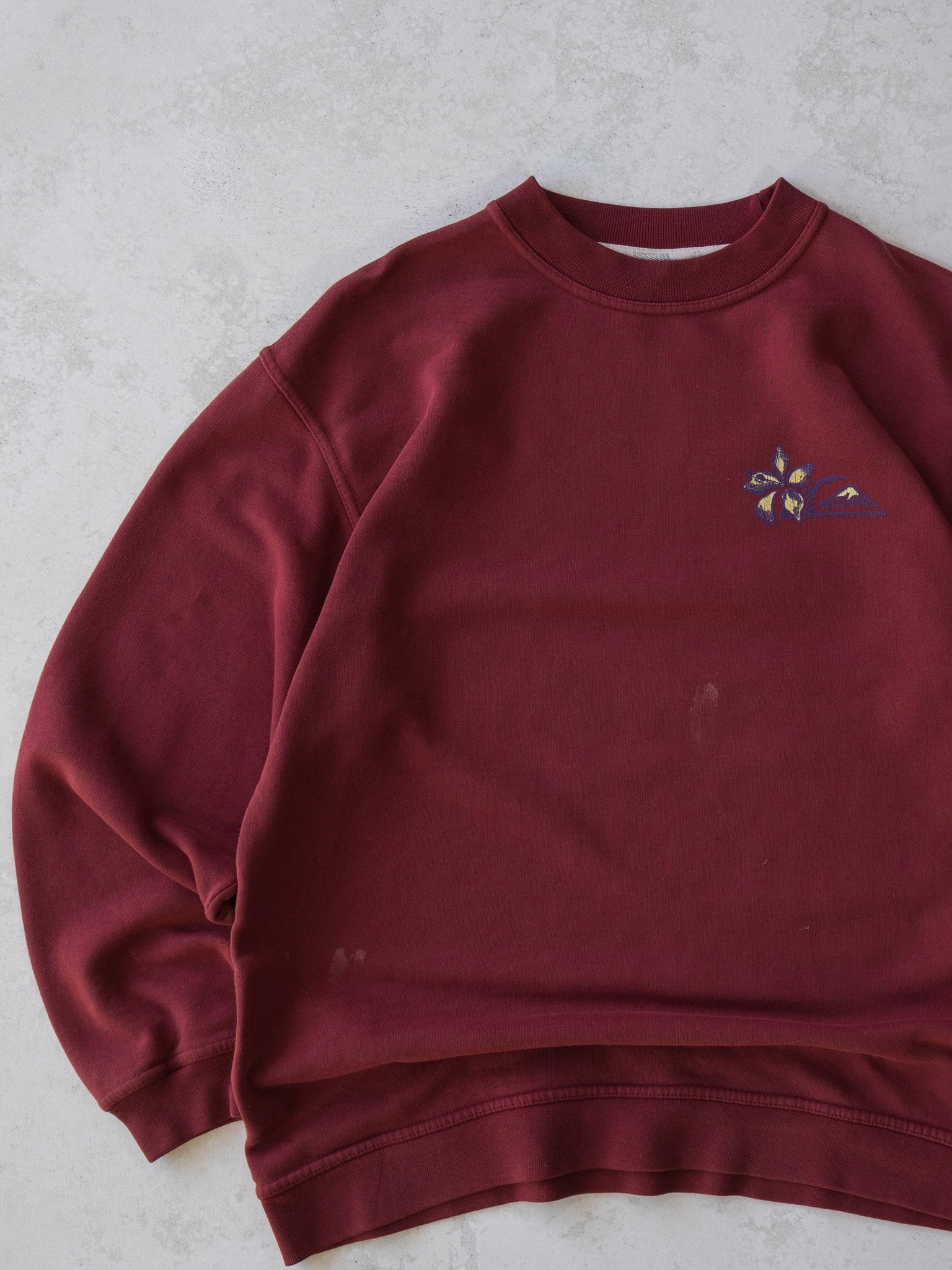 Vintage Quiksilver Floral Maroon Sweatshirt (L)