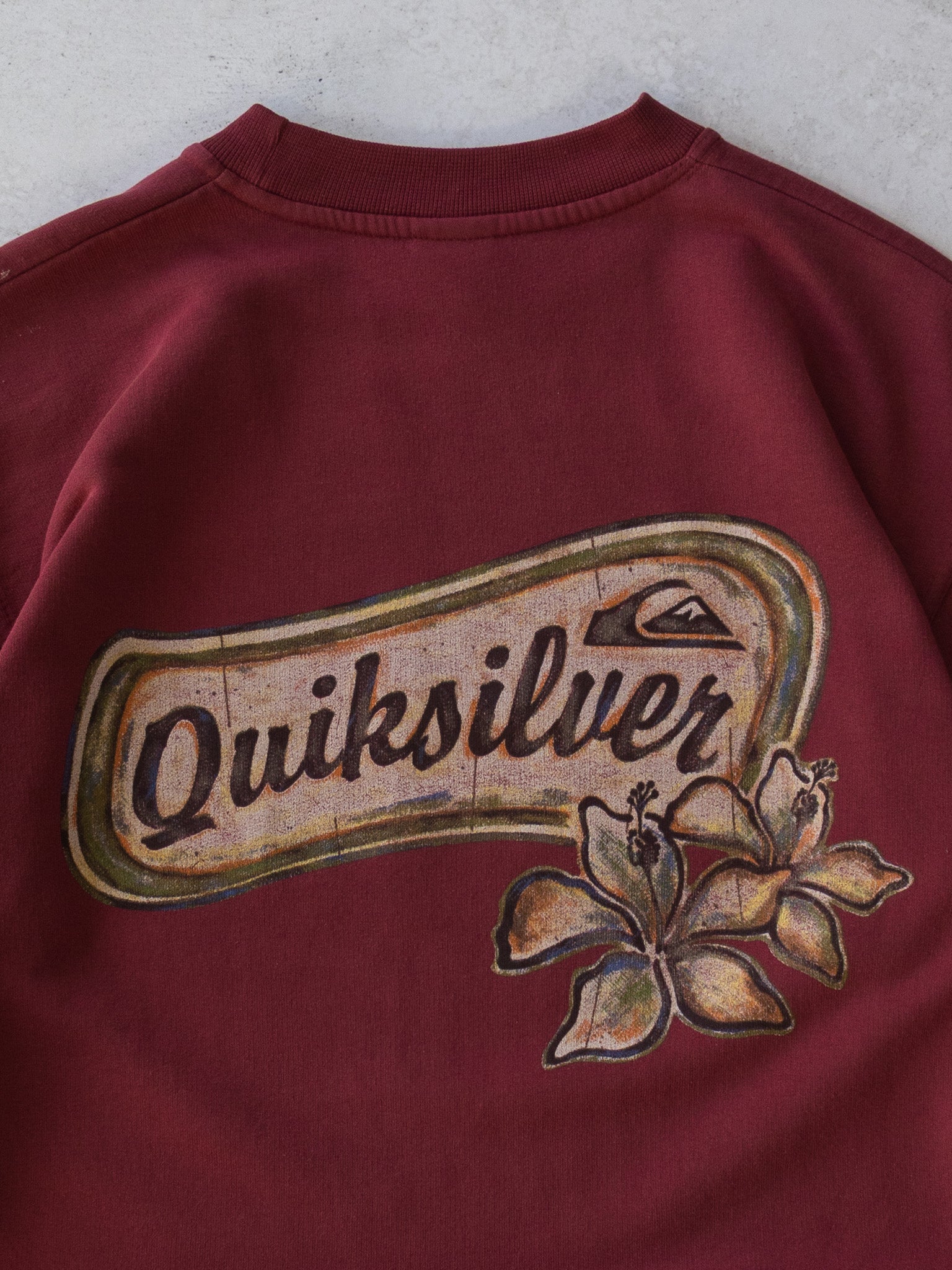 Vintage Quiksilver Floral Maroon Sweatshirt (L)