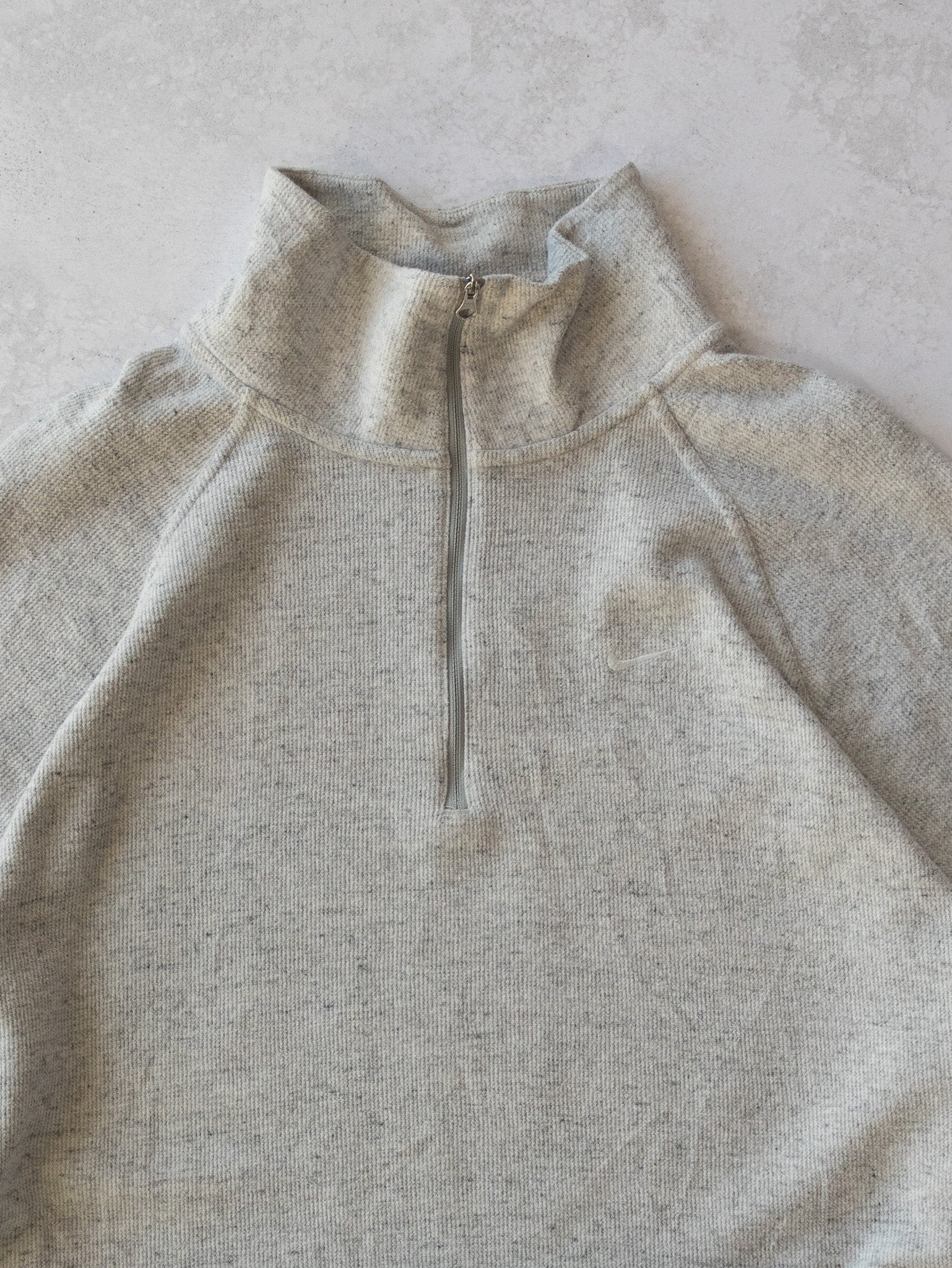 Vintage Nike Swoosh Marle Grey Zip Sweatshirt (XL)