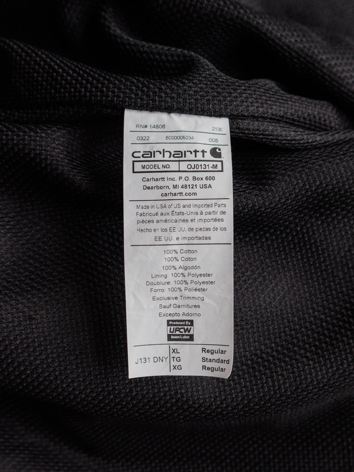 Vintage Carhartt J131 DNY 'Dark Navy' Active Jacket (XL)