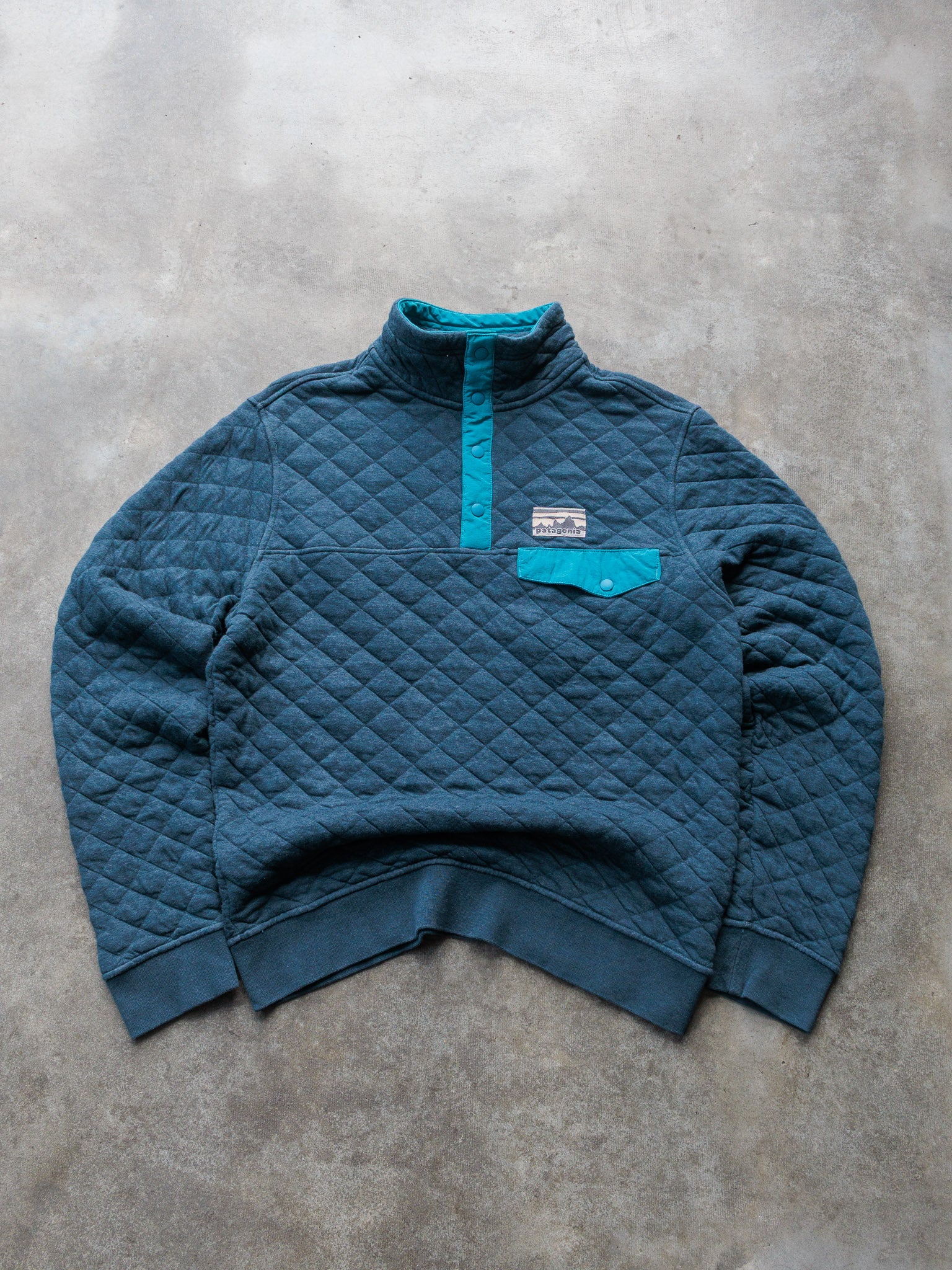 Vintage Blue Patagonia Quilted Snap-T Pullover Sweatshirt (S)