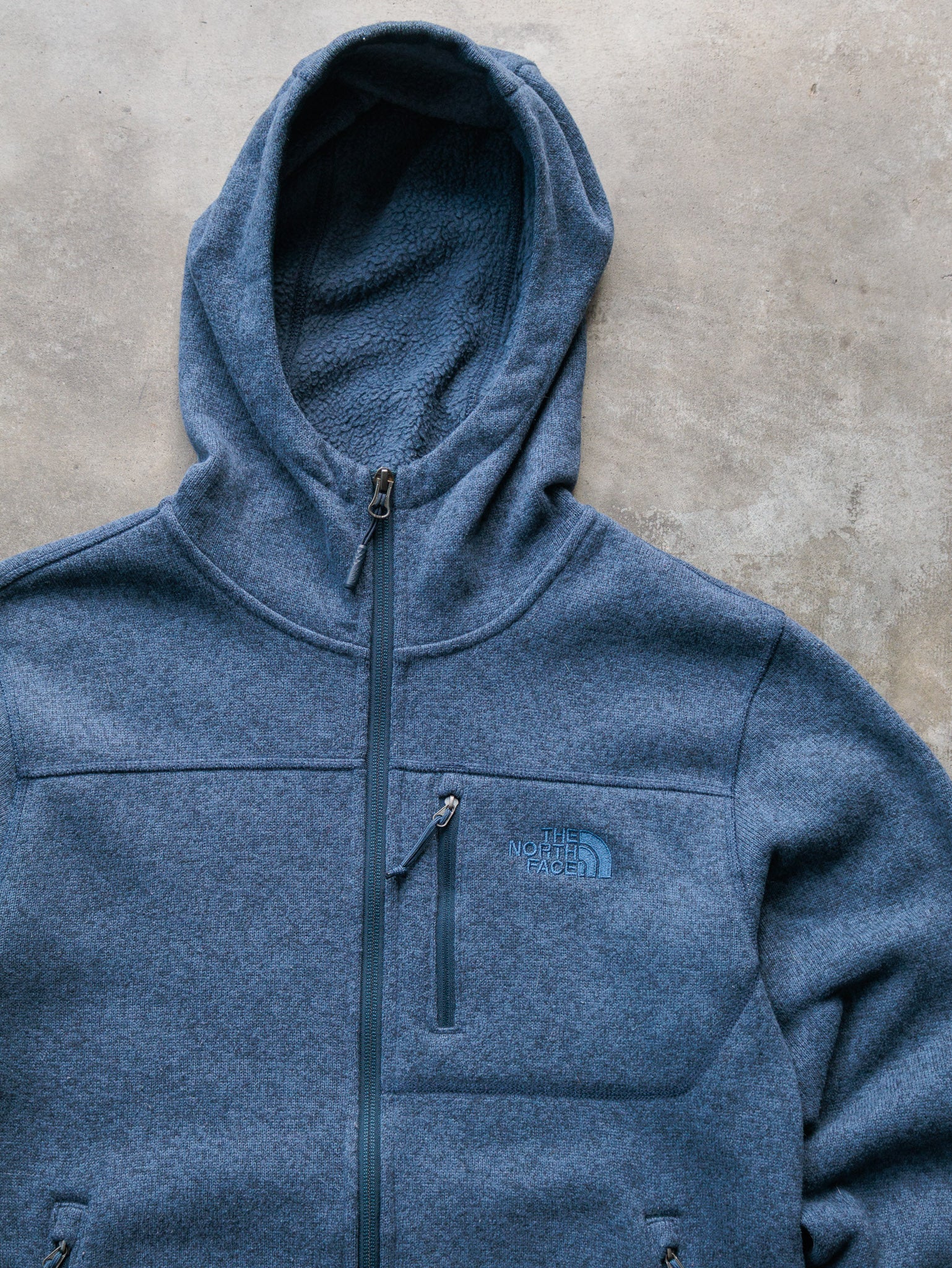 Vintage The North Face Blue Zip Fleece Hoodie (S)