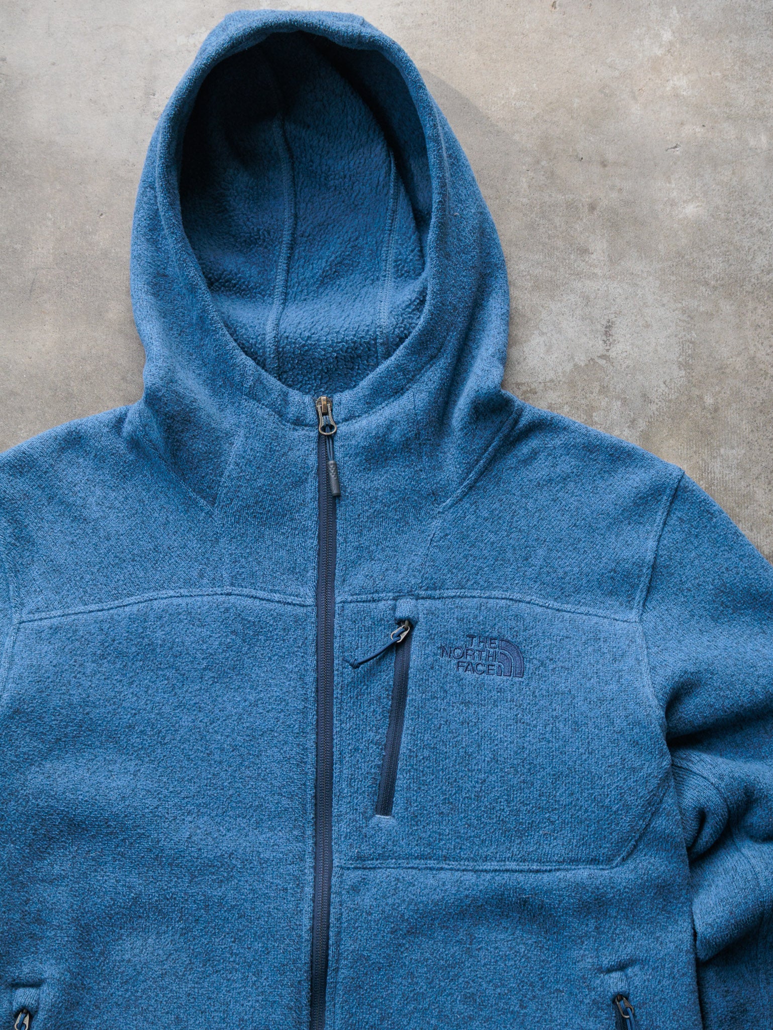 Vintage Blue The North Face Zip Fleece Hoodie (M)