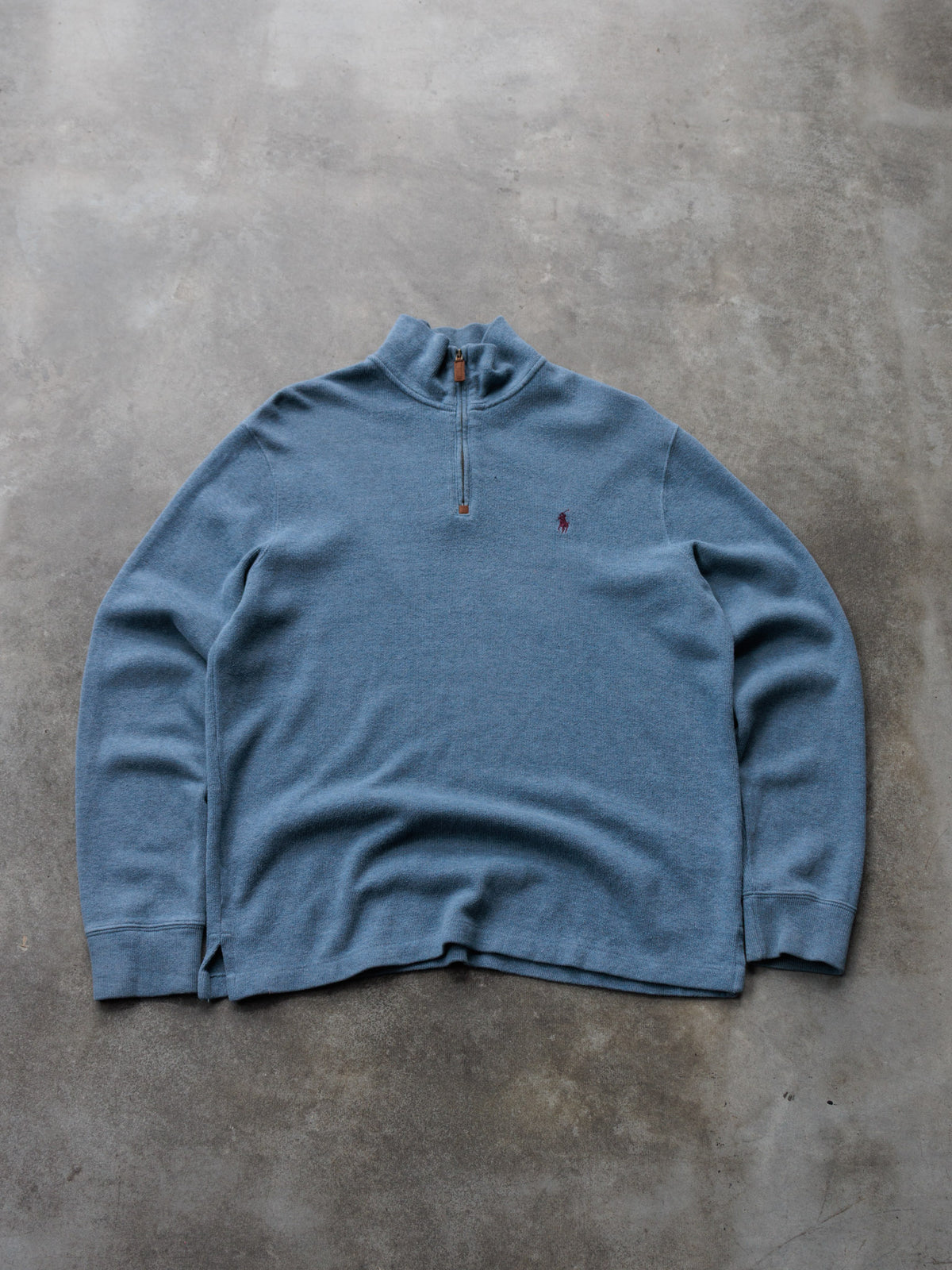 Vintage 00s Blue Polo Ralph Lauren Knit Quarter Zip (M)