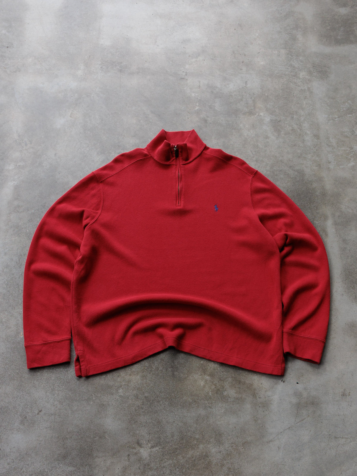 Vintage 90s Red Polo Ralph Lauren Knit Quarter Zip (L)