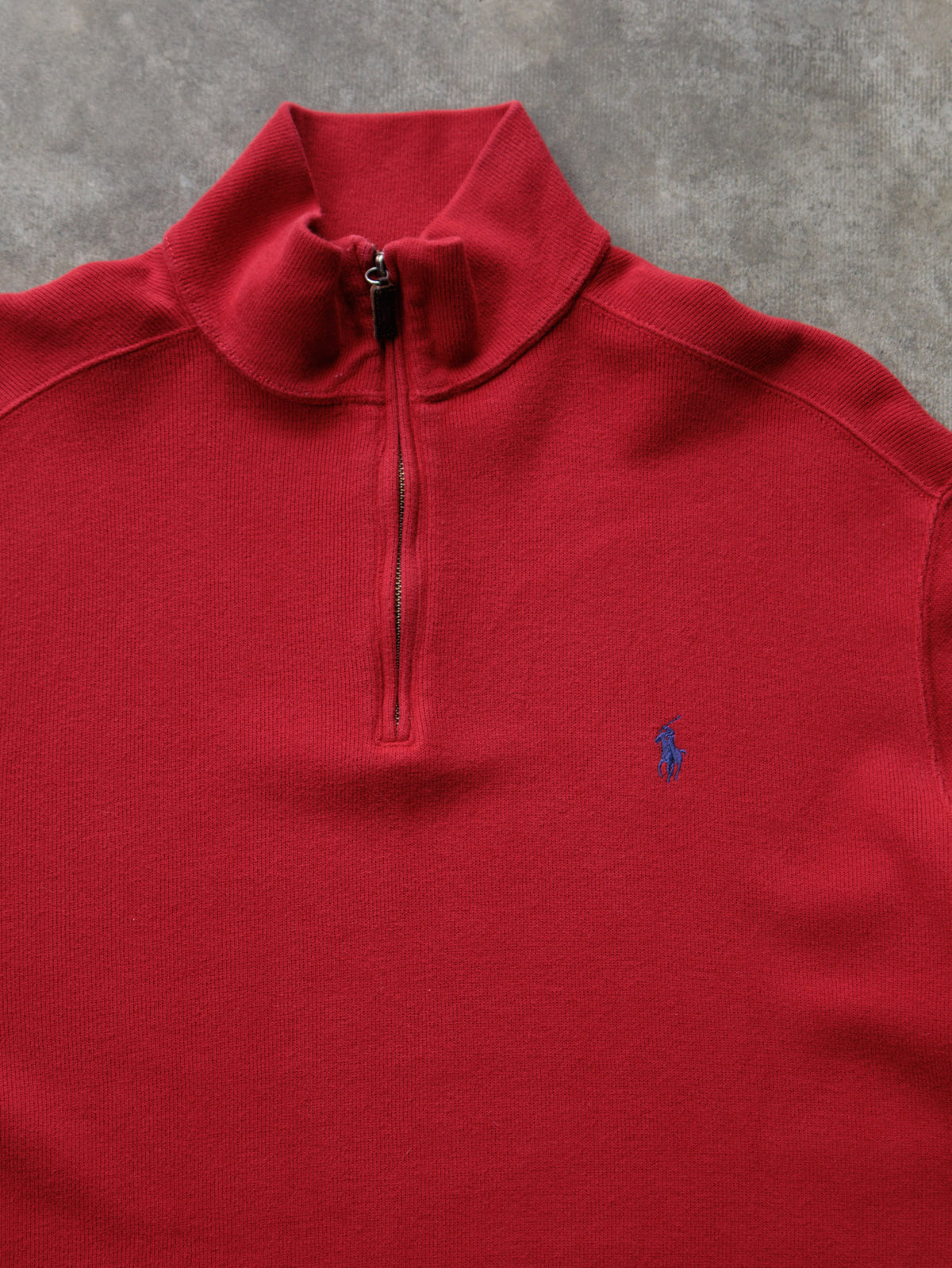 Vintage 90s Red Polo Ralph Lauren Knit Quarter Zip (L)