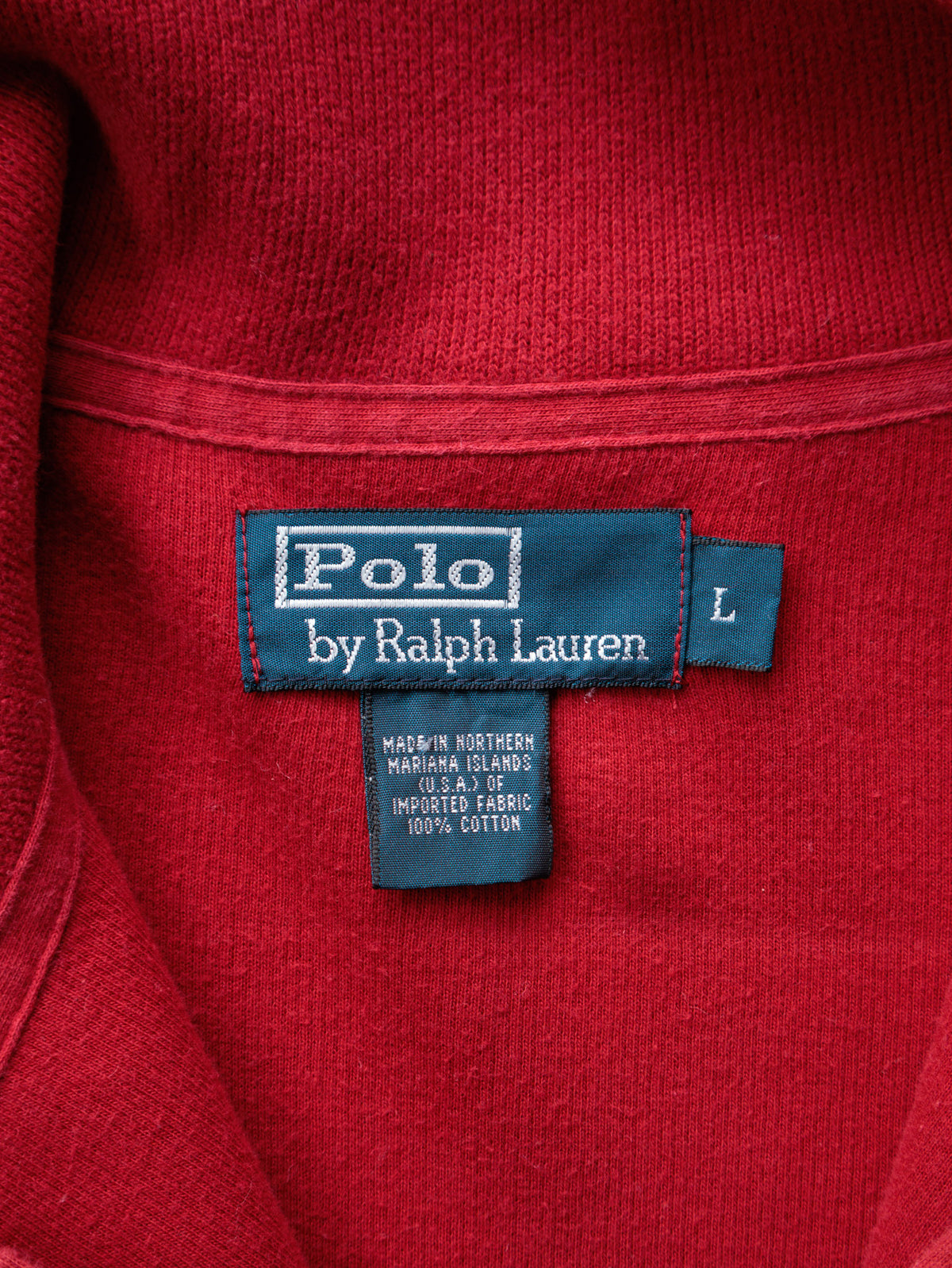 Vintage 90s Red Polo Ralph Lauren Knit Quarter Zip (L)