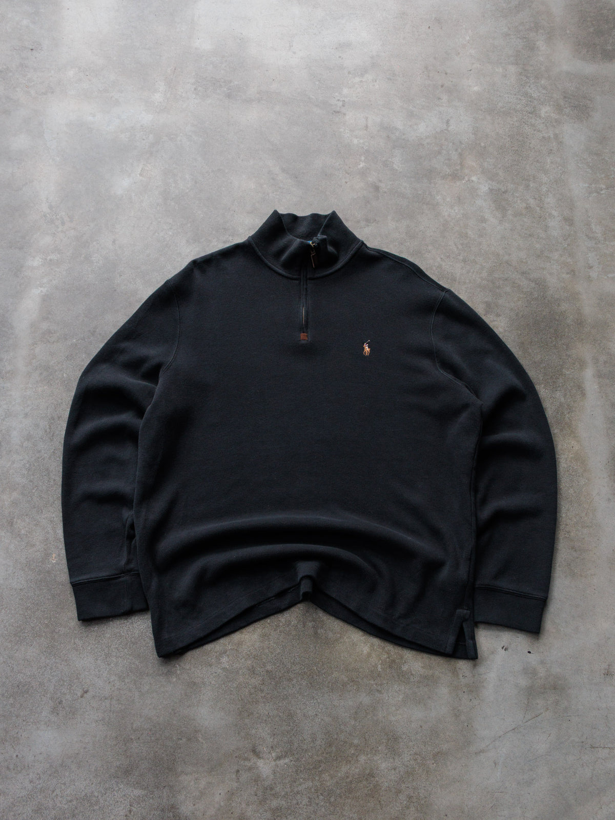 Vintage Black Polo Ralph Lauren Knit Quarter Zip (L)