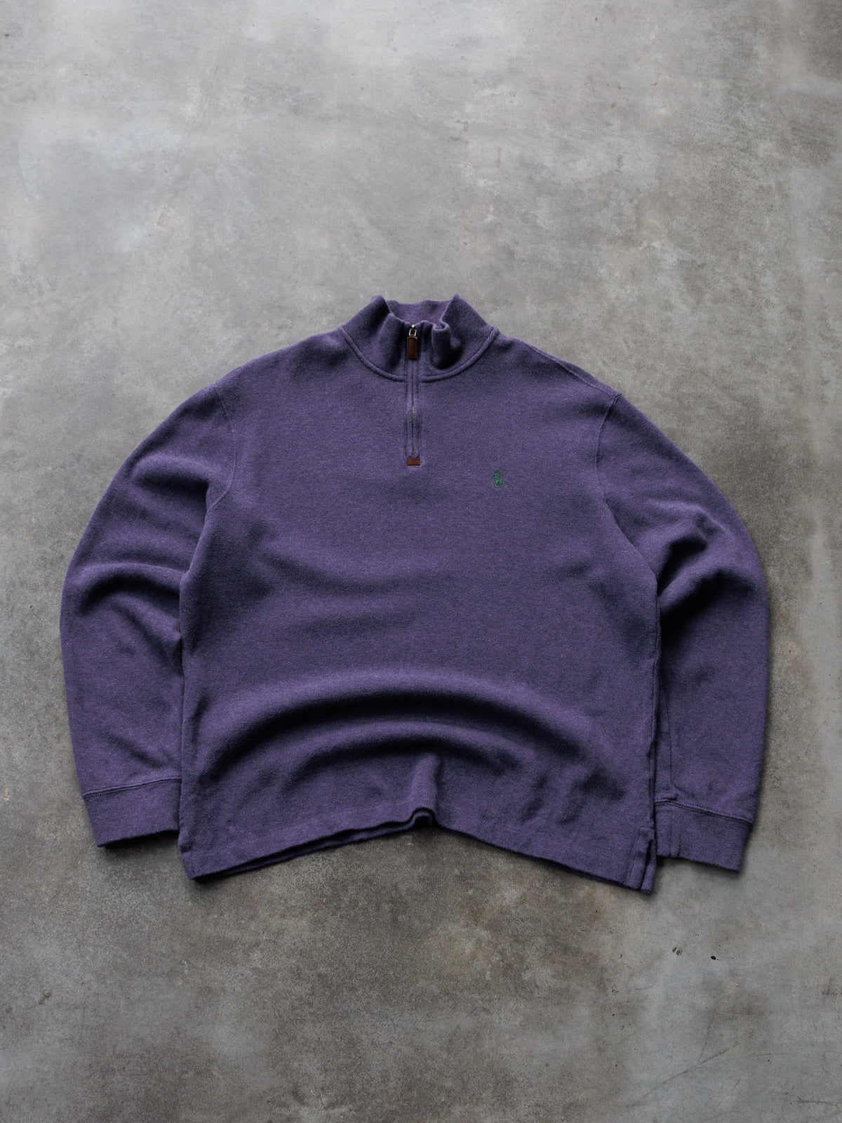 Vintage 00s Purple Polo Ralph Lauren Fleece Quarter Zip (M)