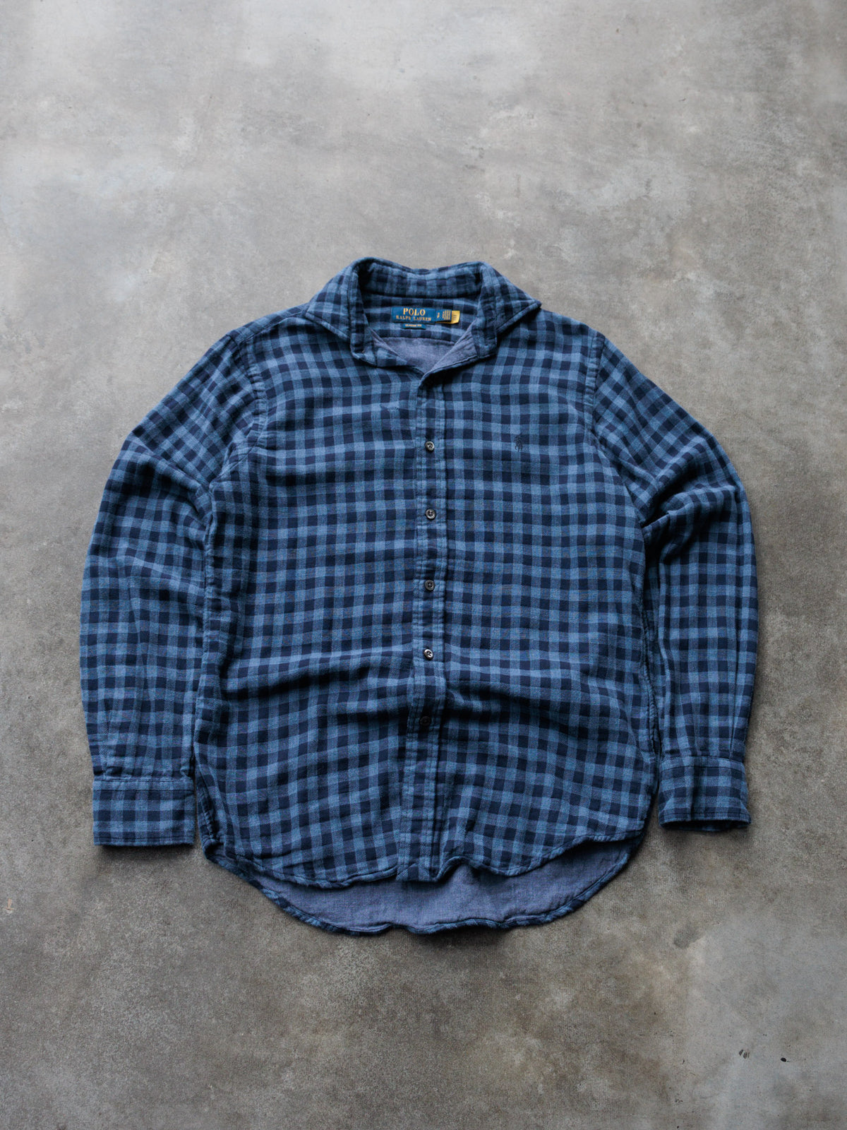 Vintage Blue Plaid Polo Ralph Lauren Flannel Shirt (S)