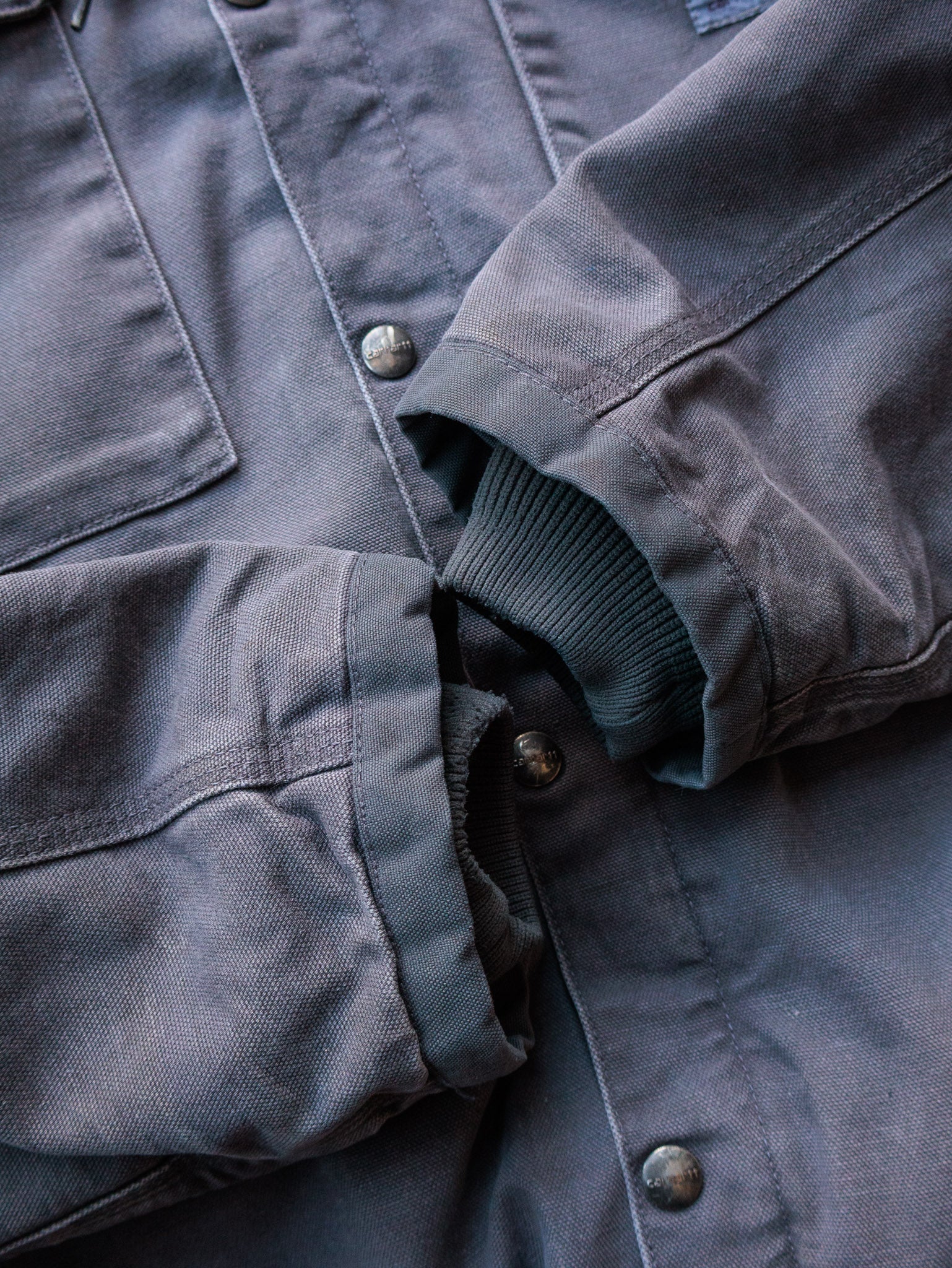 Vintage Grey Carhartt Sherpa Lined Hooded Jacket (XL)