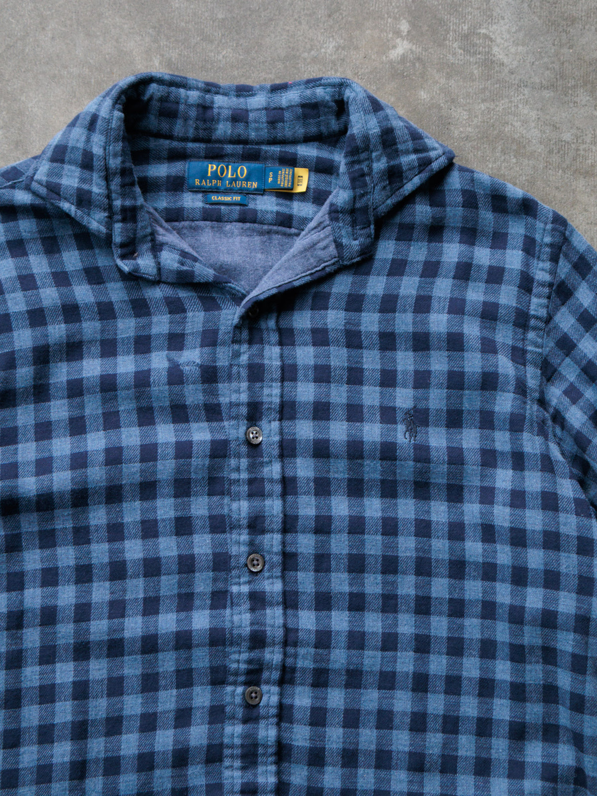 Vintage Blue Plaid Polo Ralph Lauren Flannel Shirt (S)