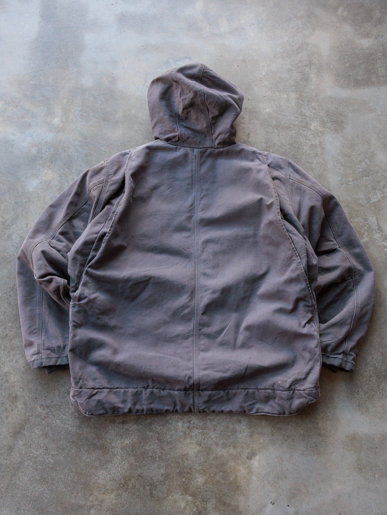 Vintage Grey Carhartt Sherpa Lined Hooded Jacket (XL)