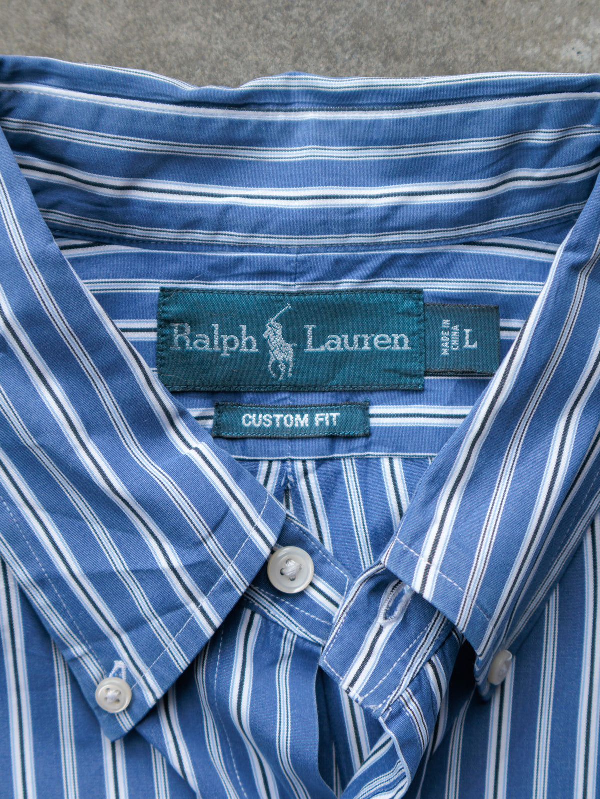 Vintage Blue Striped Ralph Lauren Shirt (L)