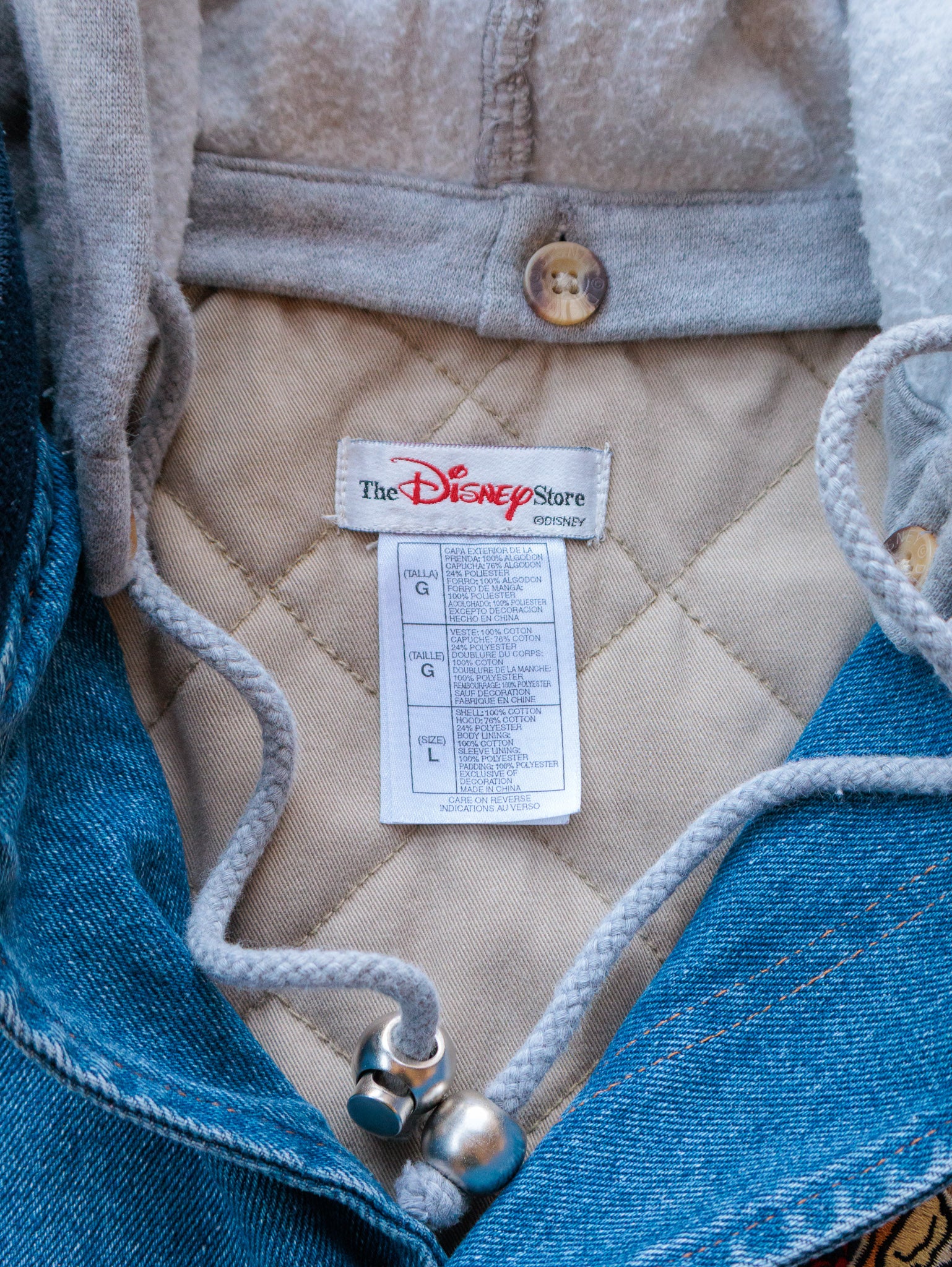Vintage Denim & Beige Winnie The Pooh Embroidered Varsity Jacket (L)