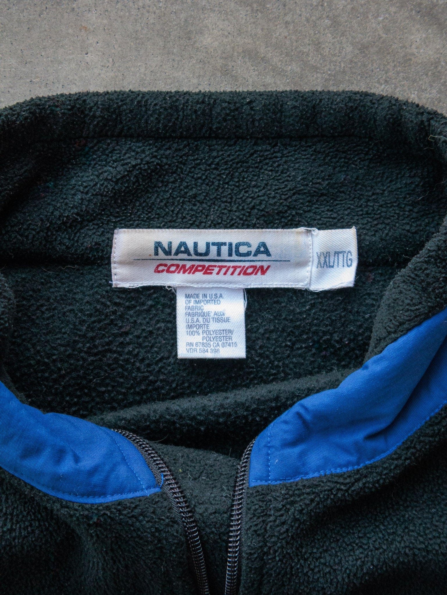 Vintage 90s Black & Blue Nautica Competition Fleece Vest (2XL)