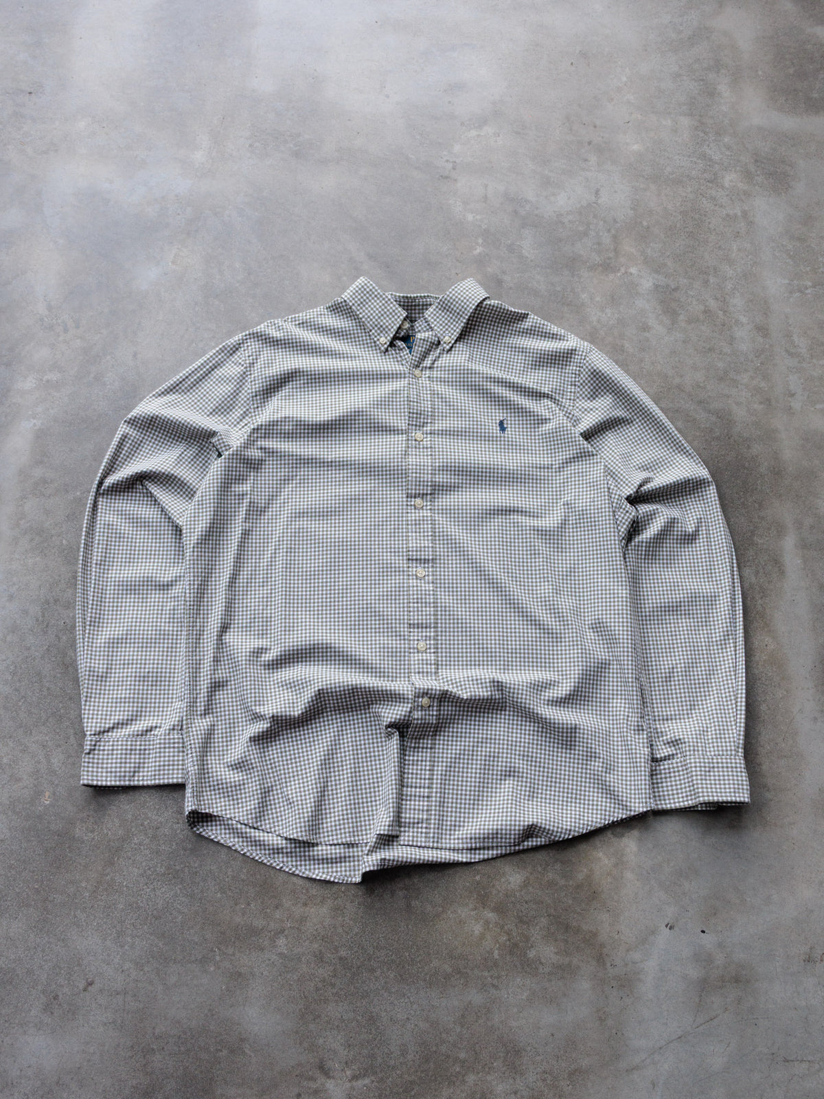 Vintage Green Gingham Polo Ralph Lauren Shirt (L)