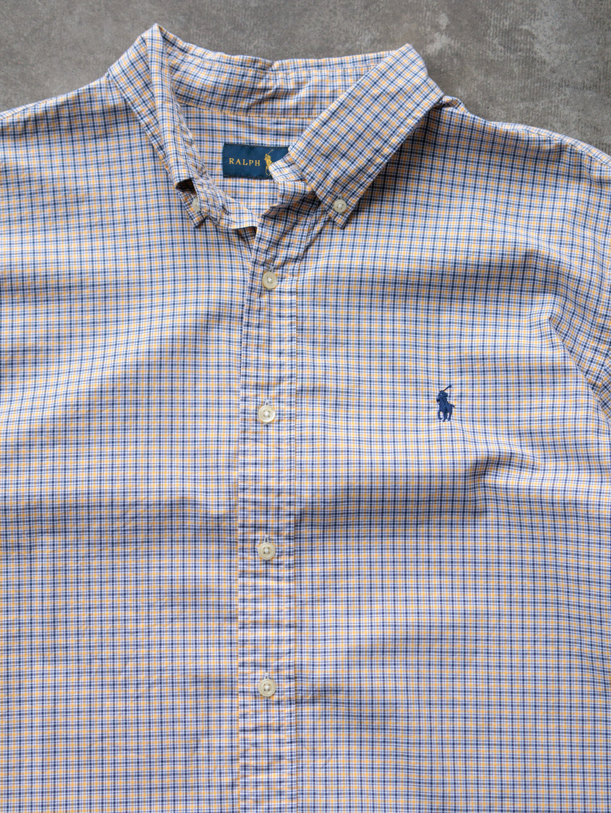 Vintage Yellow Tattersall Ralph Lauren Shirt (XL)
