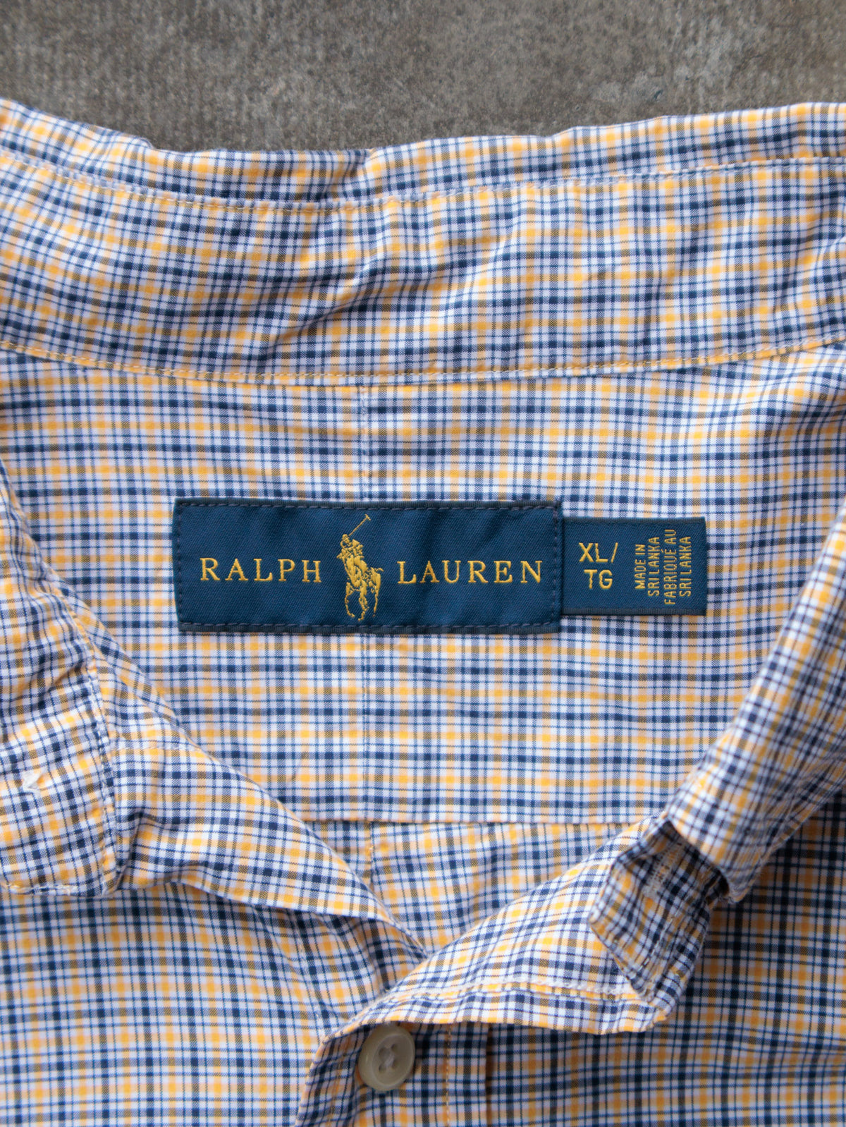 Vintage Yellow Tattersall Ralph Lauren Shirt (XL)