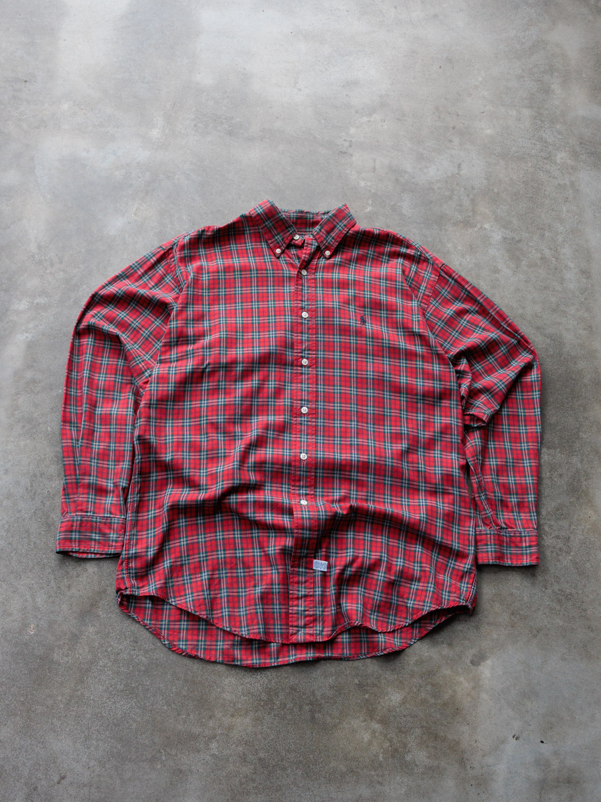 Vintage Red Plaid Ralph Lauren Flannel Shirt (M)