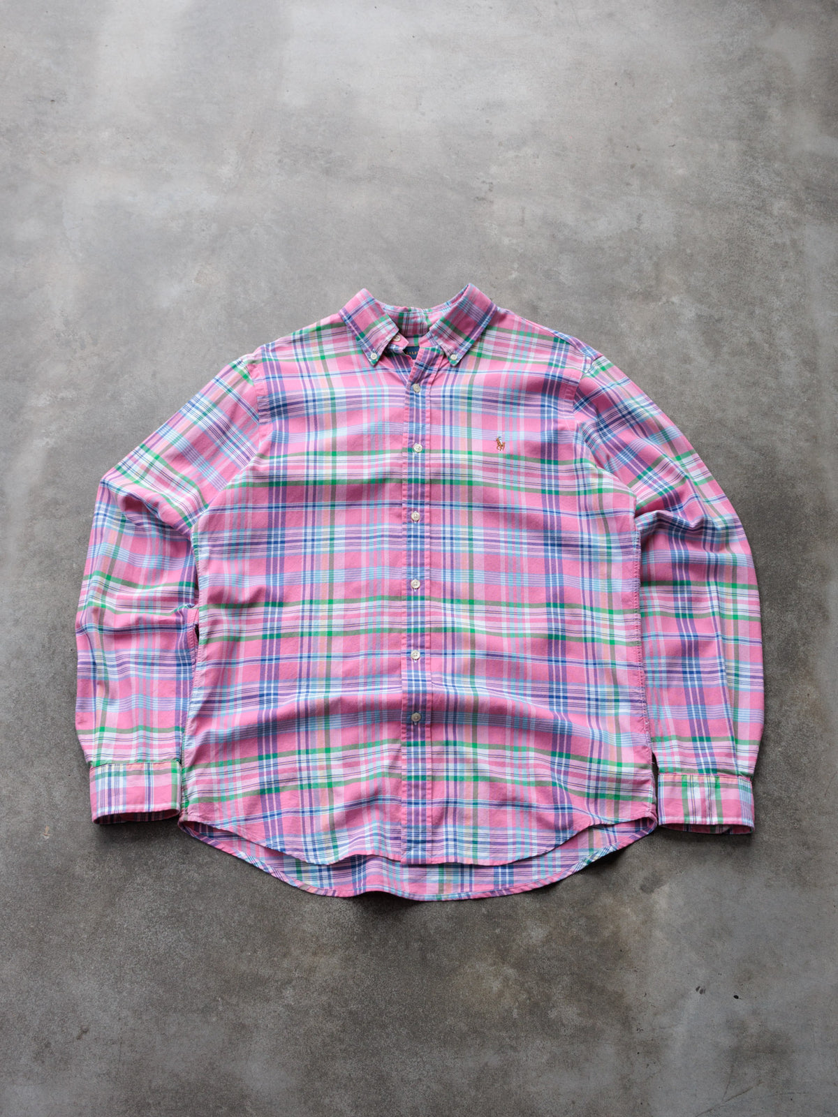 Vintage Pink Plaid Ralph Lauren Shirt (M)