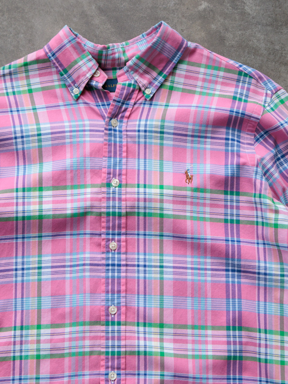 Vintage Pink Plaid Ralph Lauren Shirt (M)