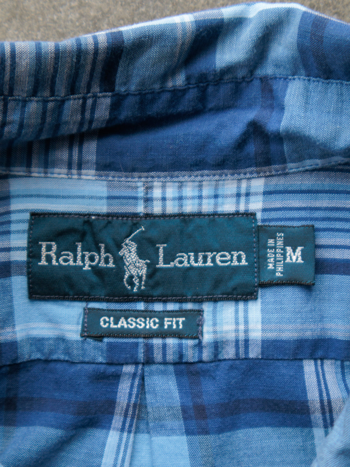 Vintage Blue Plaid Ralph Lauren Short Sleeve Shirt (M)