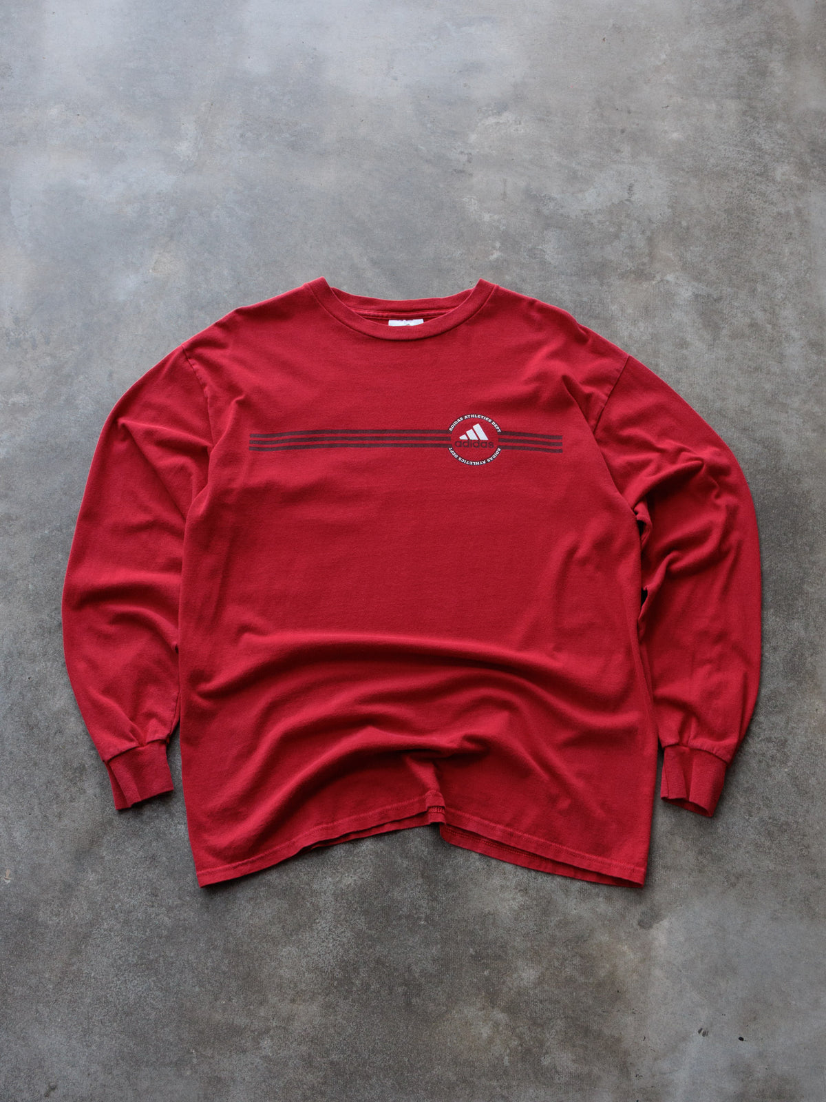 Vintage Red Adidas Athletics Dept Long Sleeve Tee (M)